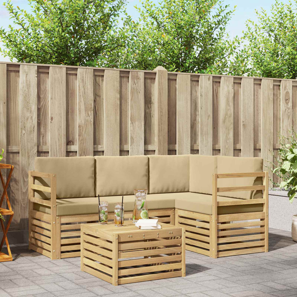 vidaXL Zestaw sof na zewnątrz 5 pcs Biały i Beżowy 59 x 59 x 37 cm