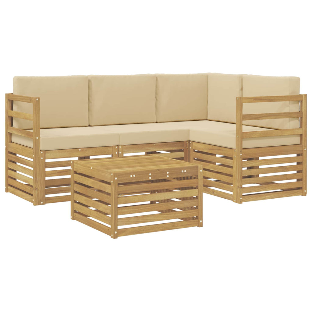 vidaXL Zestaw sof na zewnątrz 5 pcs Biały i Beżowy 59 x 59 x 37 cm