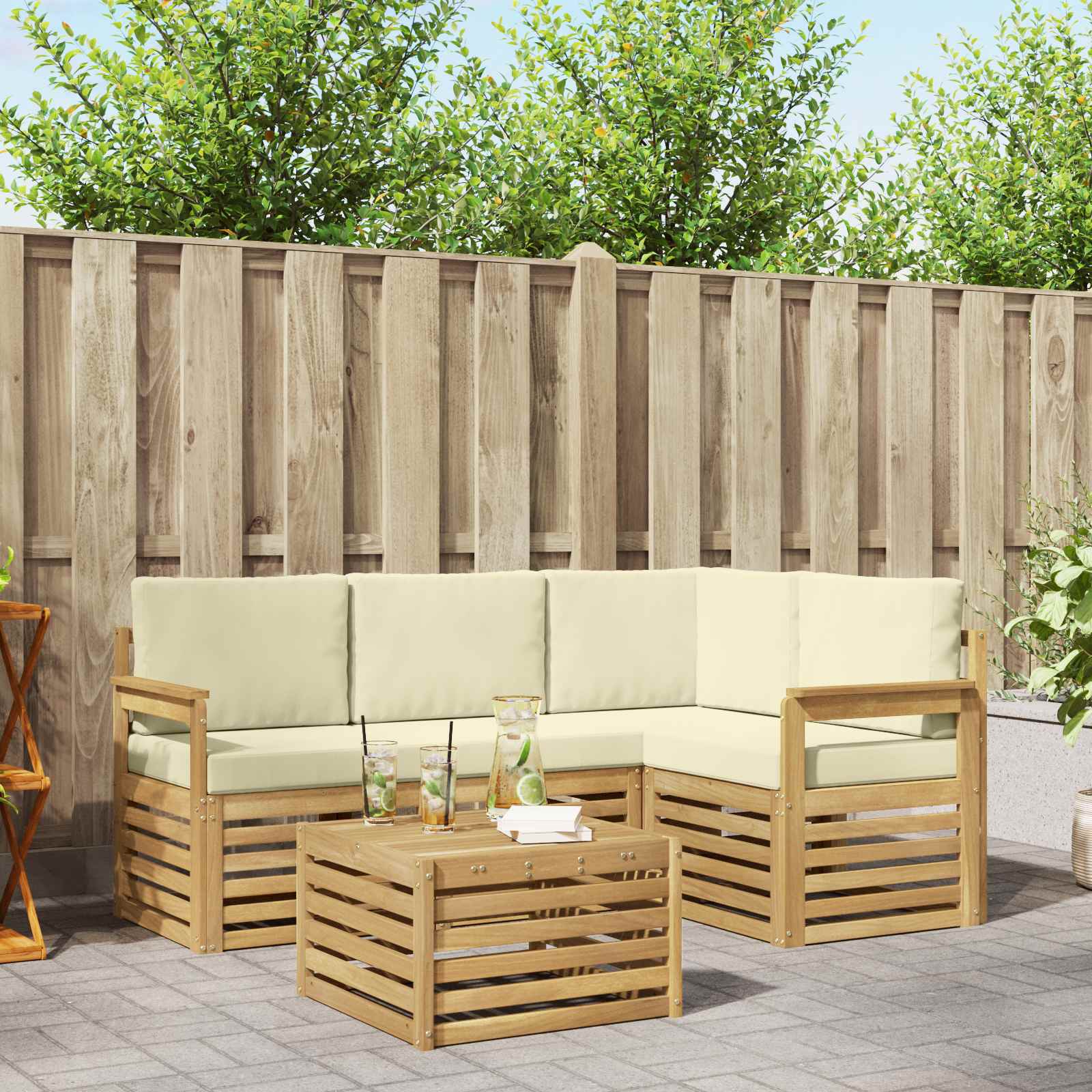 vidaXL Zestaw sof na zewnątrz 5 pcs Biały i kremowy 59 x 59 x 37 cm