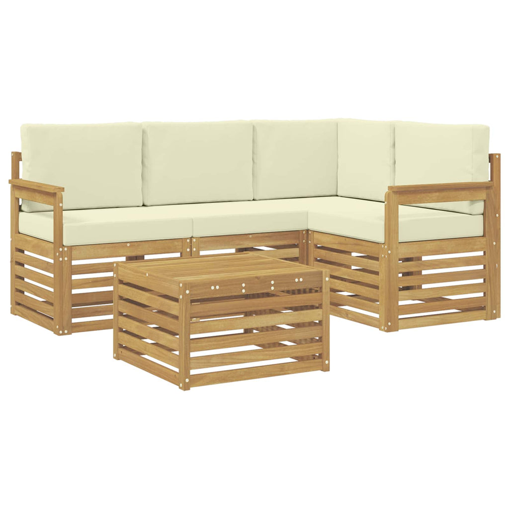 vidaXL Zestaw sof na zewnątrz 5 pcs Biały i kremowy 59 x 59 x 37 cm