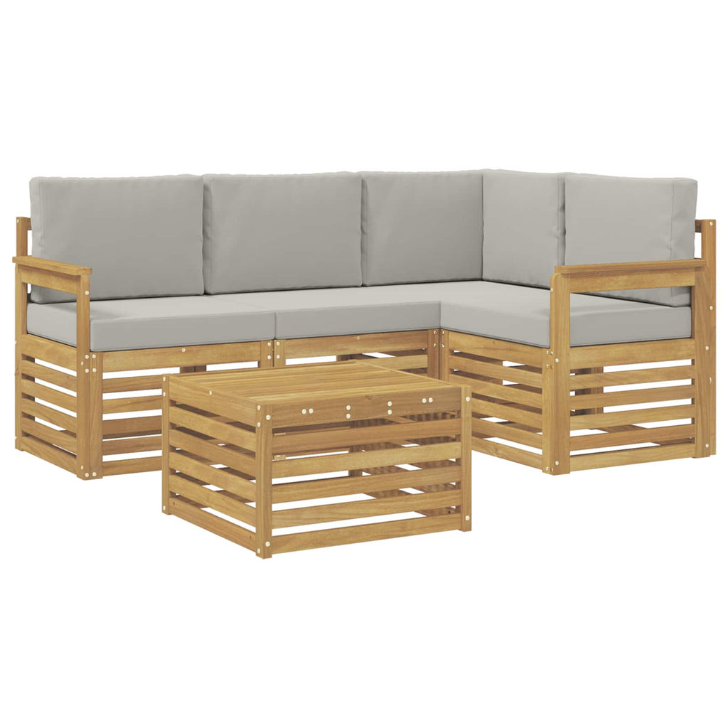 vidaXL Zestaw sof na zewnątrz 5 pcs Biały i jasnoszary 59 x 59 x 37 cm