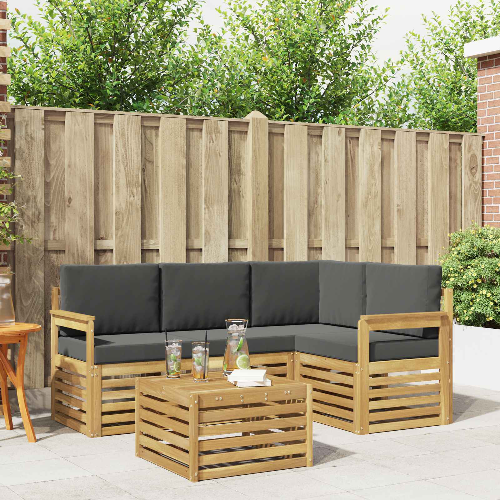 vidaXL Zestaw sof na zewnątrz 5 pcs Biały i antracyt 59 x 59 x 37 cm