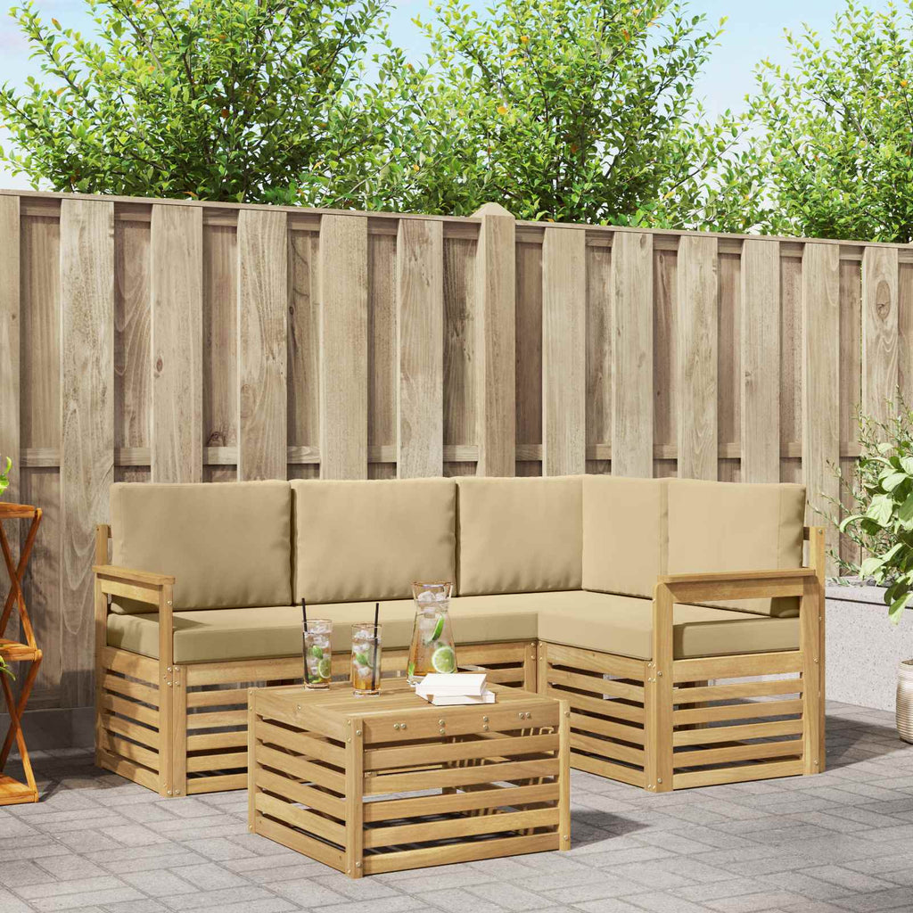 vidaXL Zestaw sof na zewnątrz 5 pcs Biały i Beżowy 59 x 59 x 37 cm