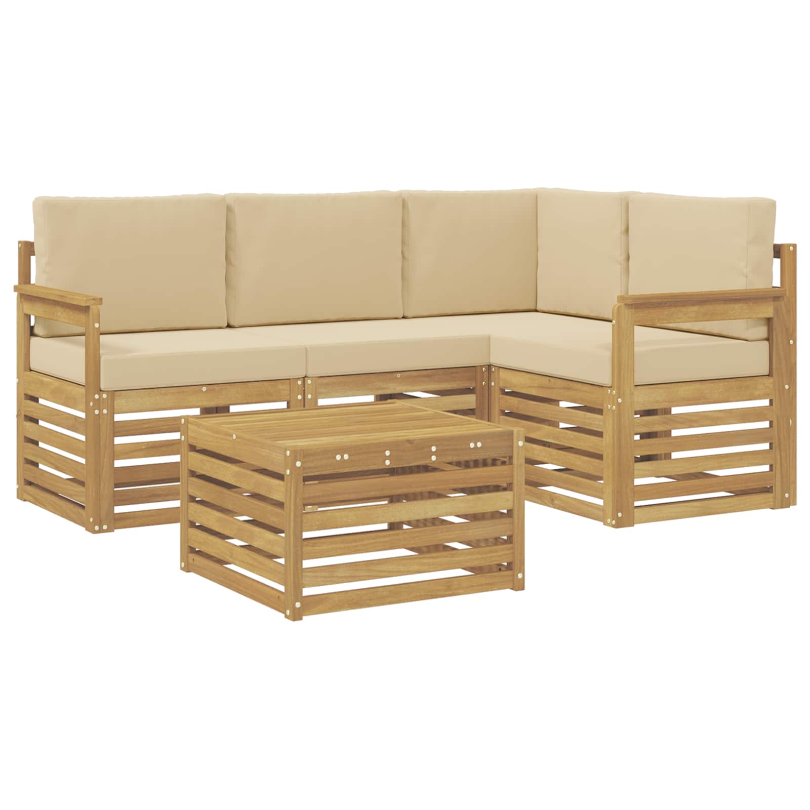 vidaXL Zestaw sof na zewnątrz 5 pcs Biały i Beżowy 59 x 59 x 37 cm