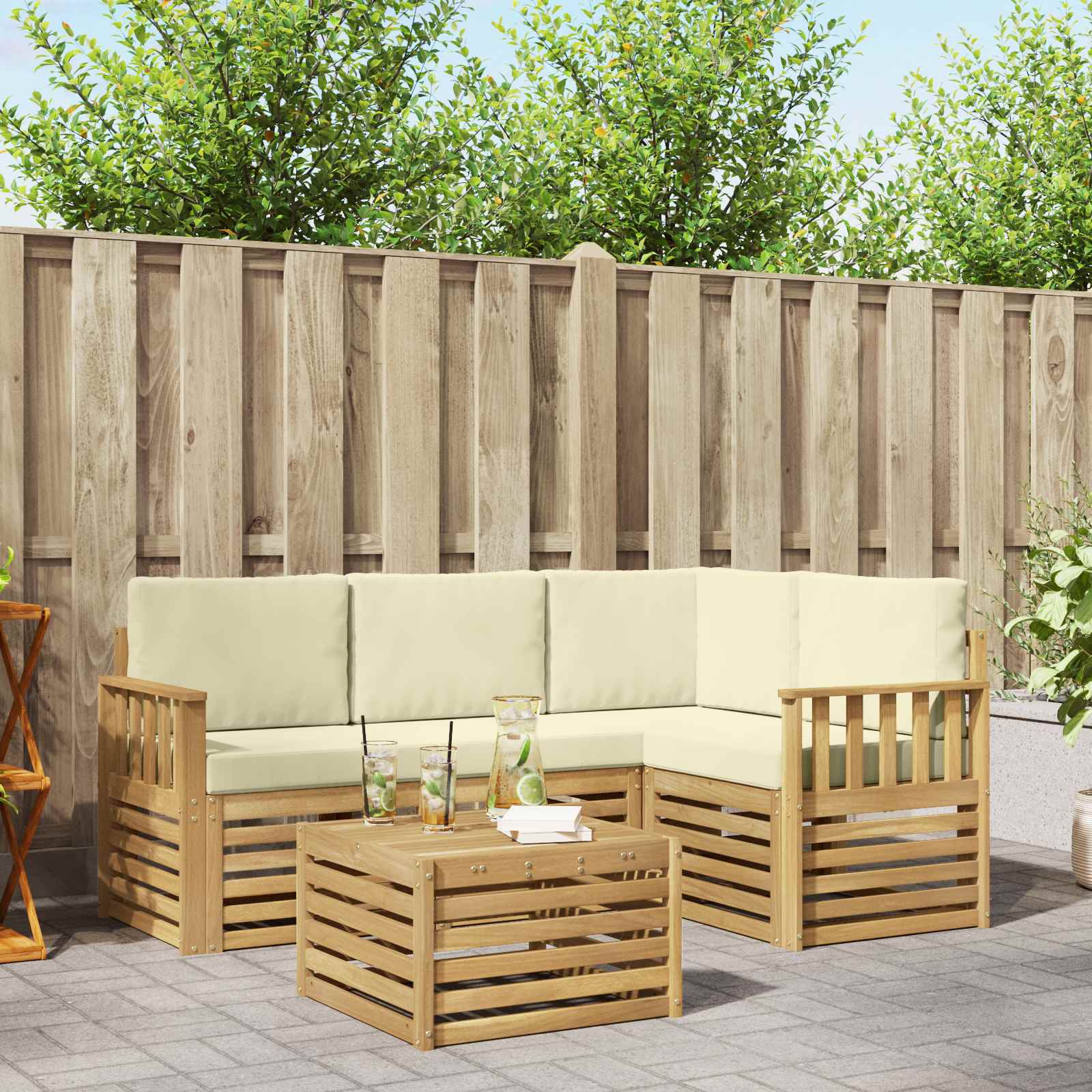 vidaXL Zestaw sof na zewnątrz 5 pcs Biały i kremowy 59 x 59 x 37 cm