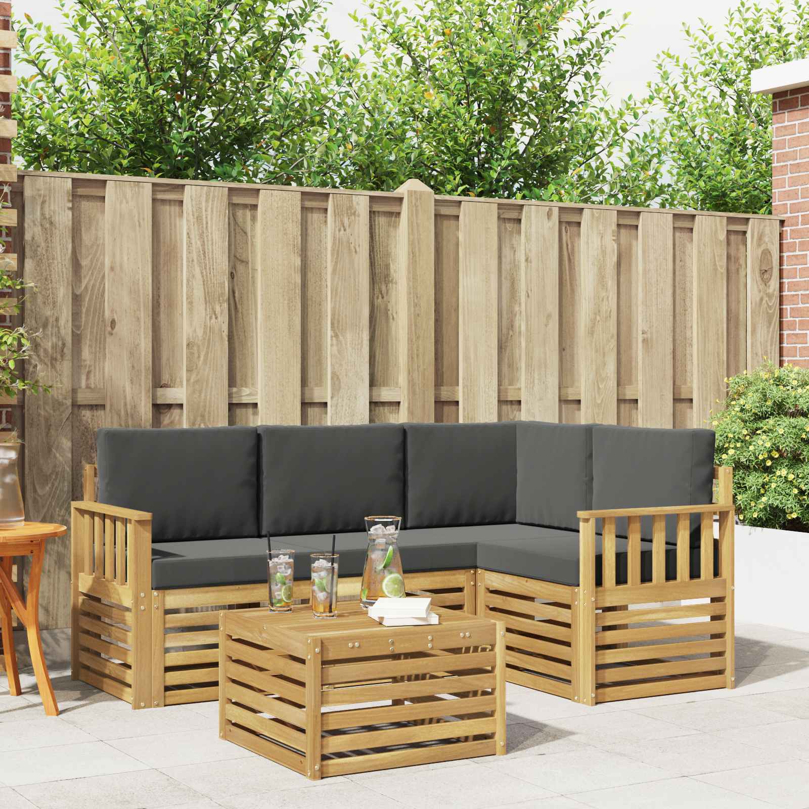 vidaXL Zestaw sof na zewnątrz 5 pcs Biały i antracyt 59 x 59 x 37 cm