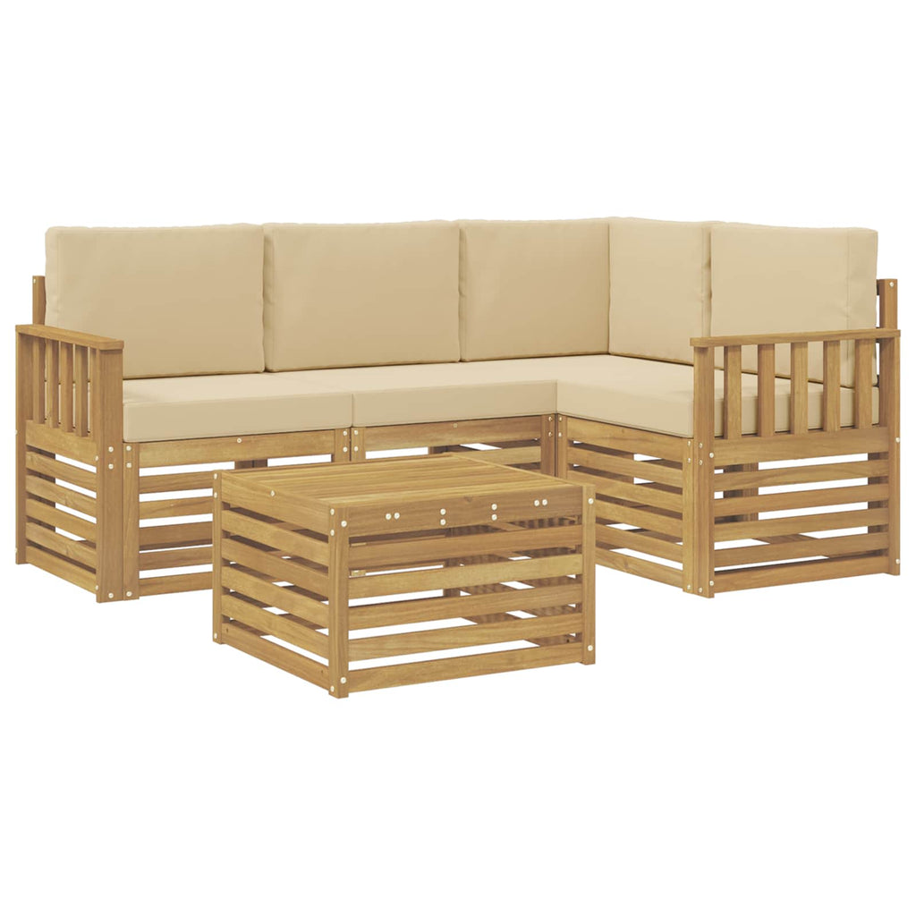 vidaXL Zestaw sof na zewnątrz 5 pcs Biały i Beżowy 59 x 59 x 37 cm