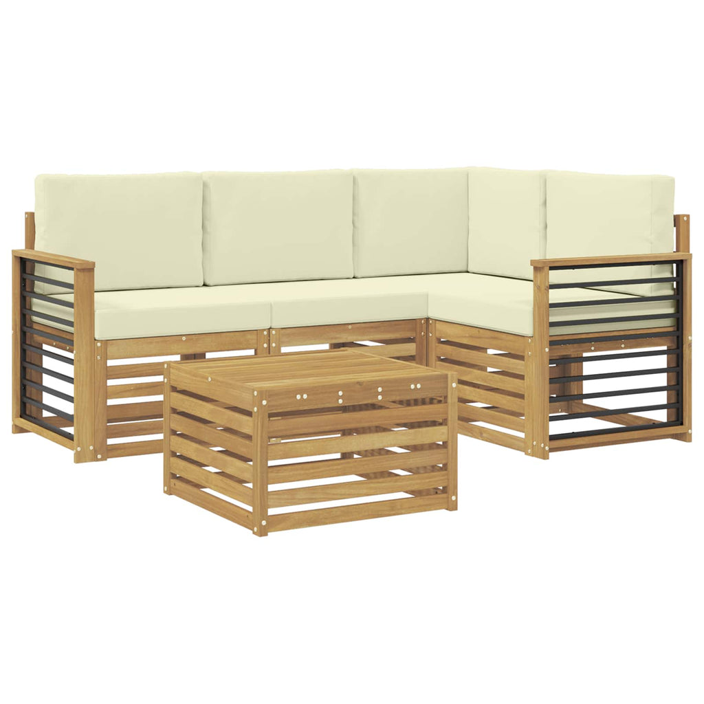 vidaXL Zestaw sof na zewnątrz 5 pcs Biały i kremowy Poliester