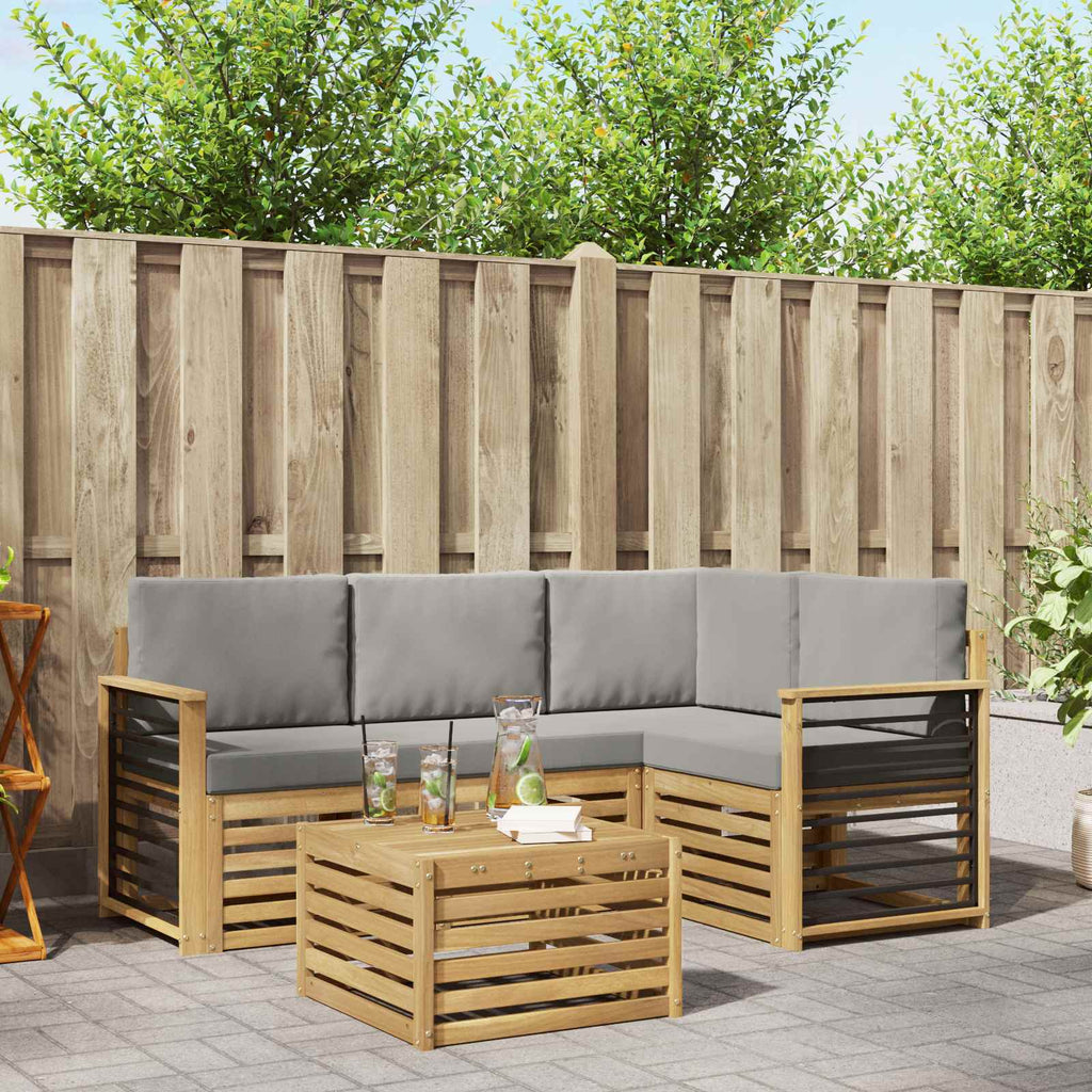 vidaXL Zestaw sof na zewnątrz 5 pcs Biały i jasnoszary 59 x 59 x 37 cm