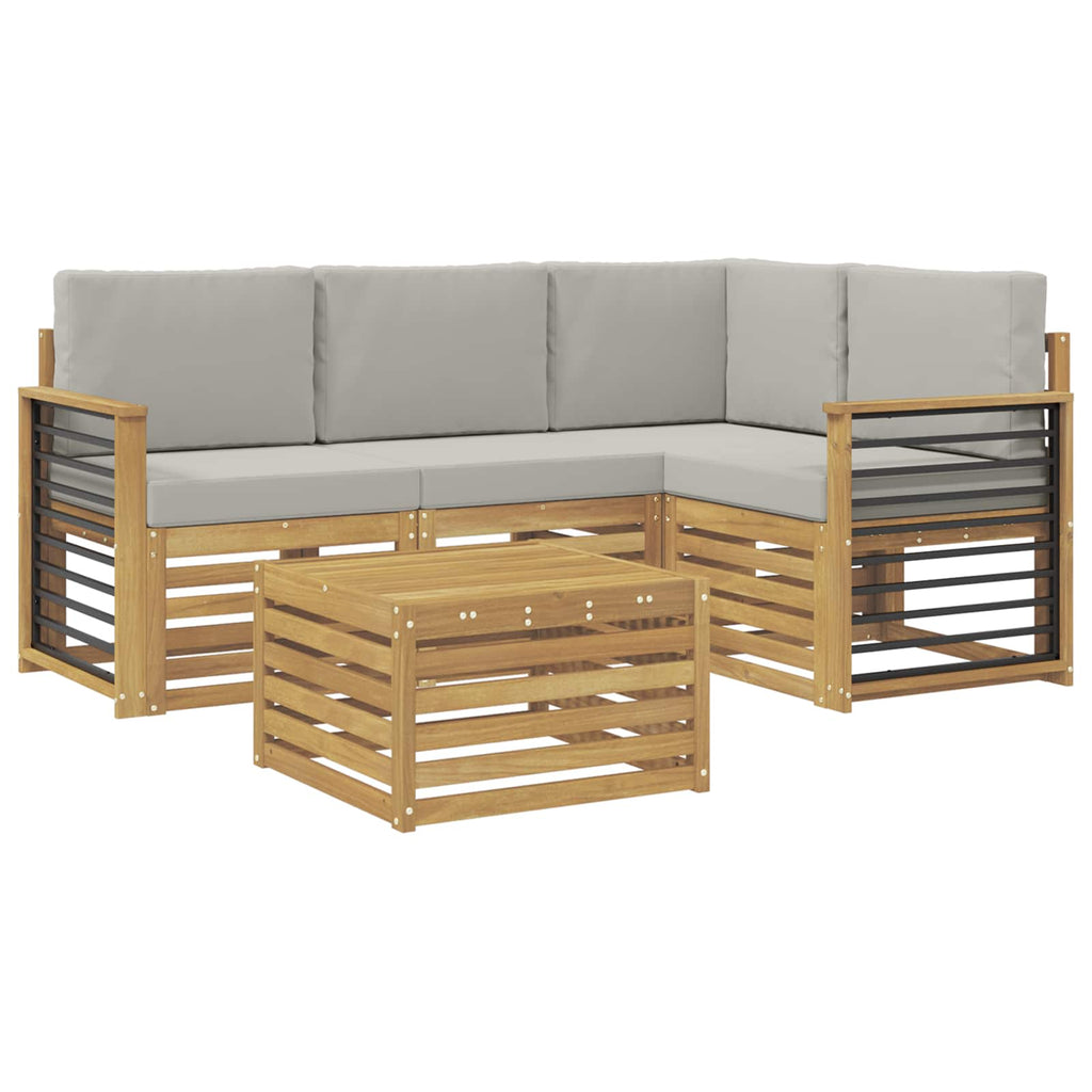 vidaXL Zestaw sof na zewnątrz 5 pcs Biały i jasnoszary 59 x 59 x 37 cm
