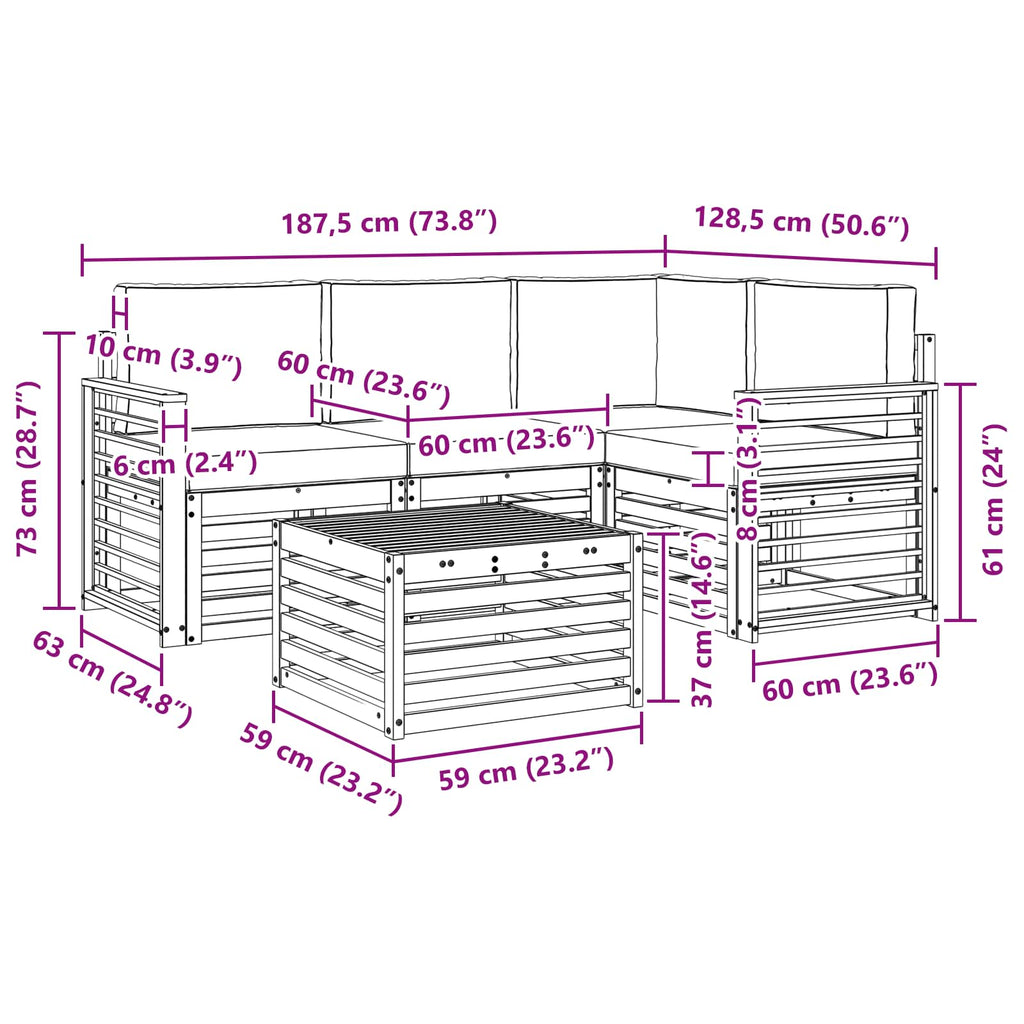 vidaXL Zestaw sof na zewnątrz 5 pcs Biały i antracyt 59 x 59 x 37 cm