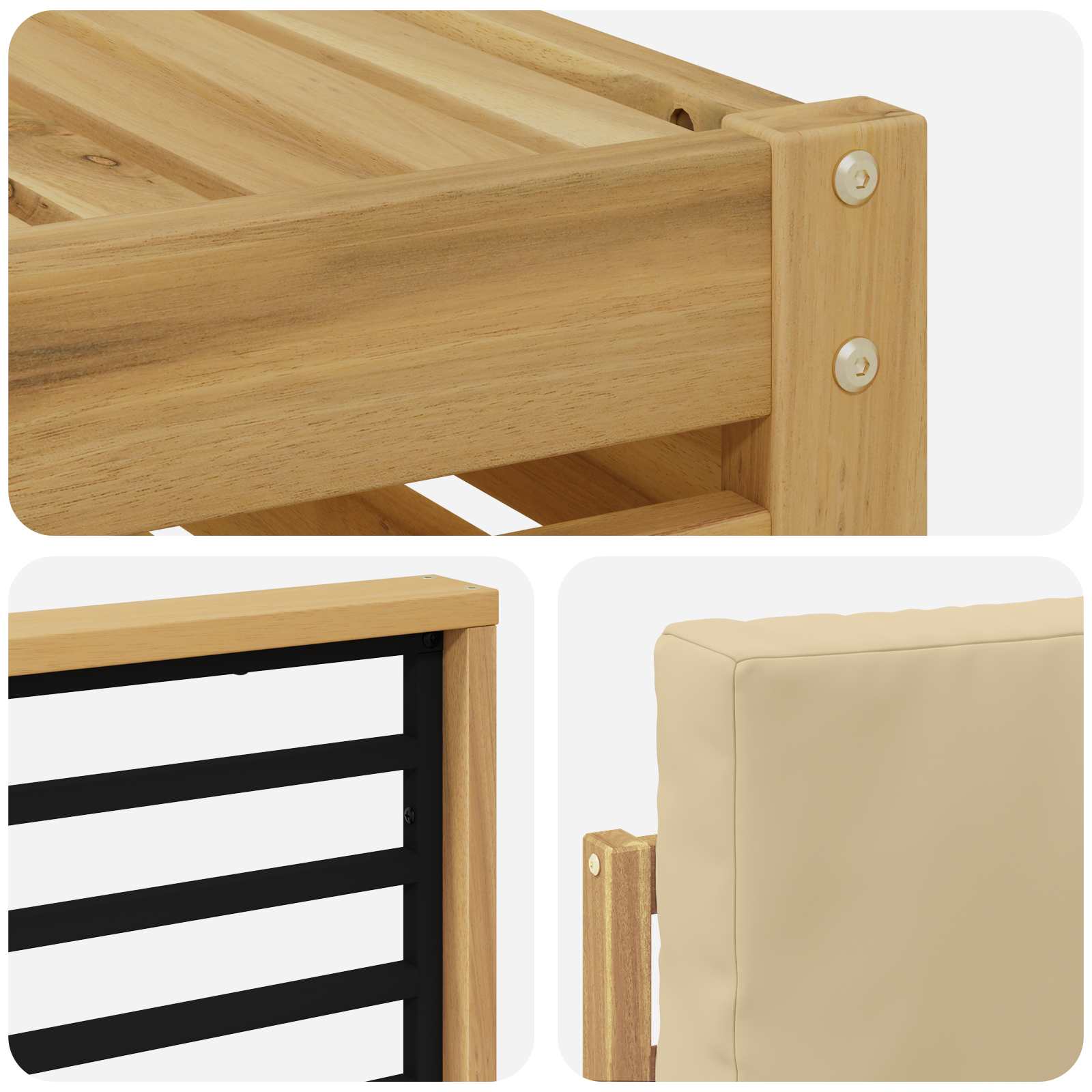 vidaXL Zestaw sof na zewnątrz 5 pcs Biały i Beżowy 59 x 59 x 37 cm