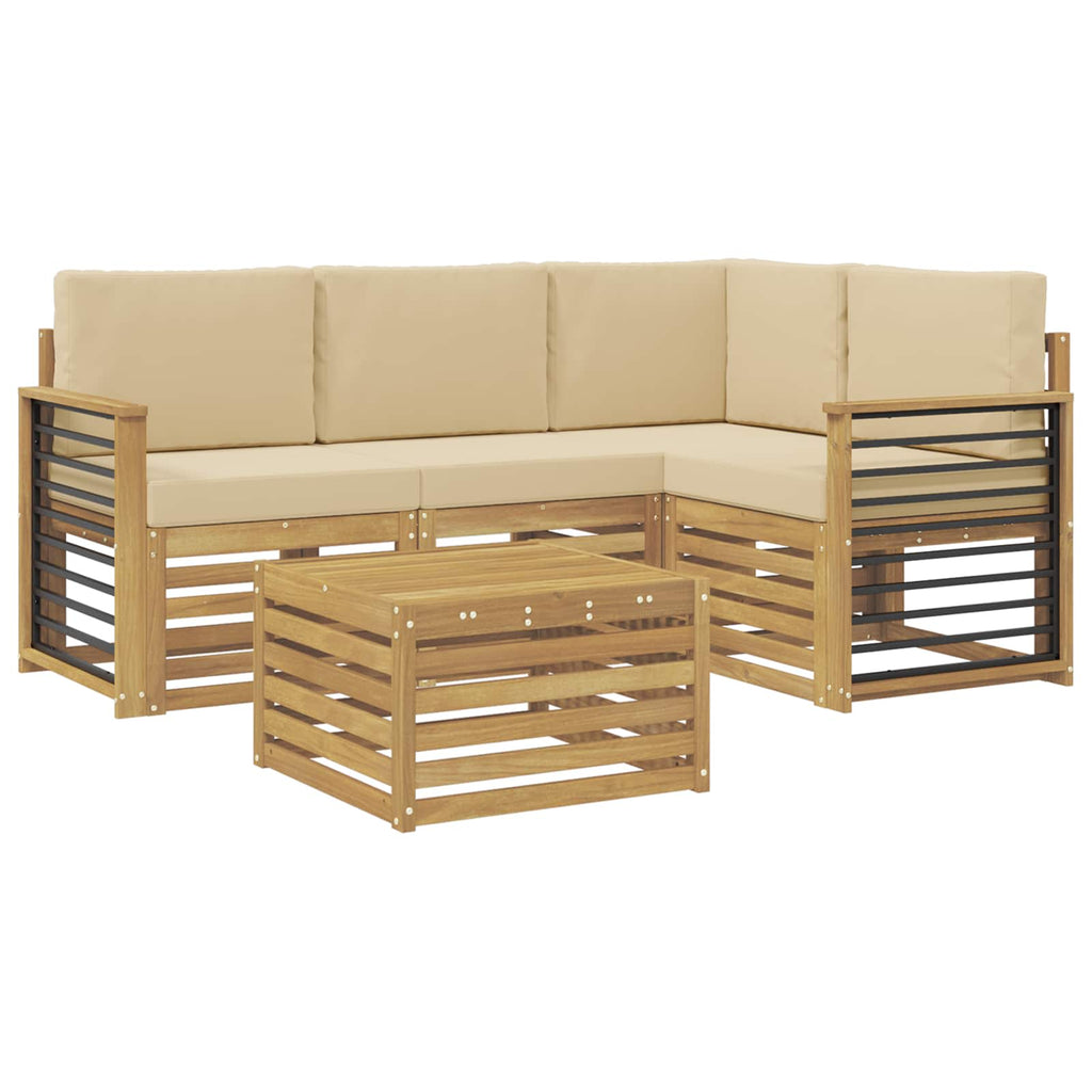 vidaXL Zestaw sof na zewnątrz 5 pcs Biały i Beżowy 59 x 59 x 37 cm