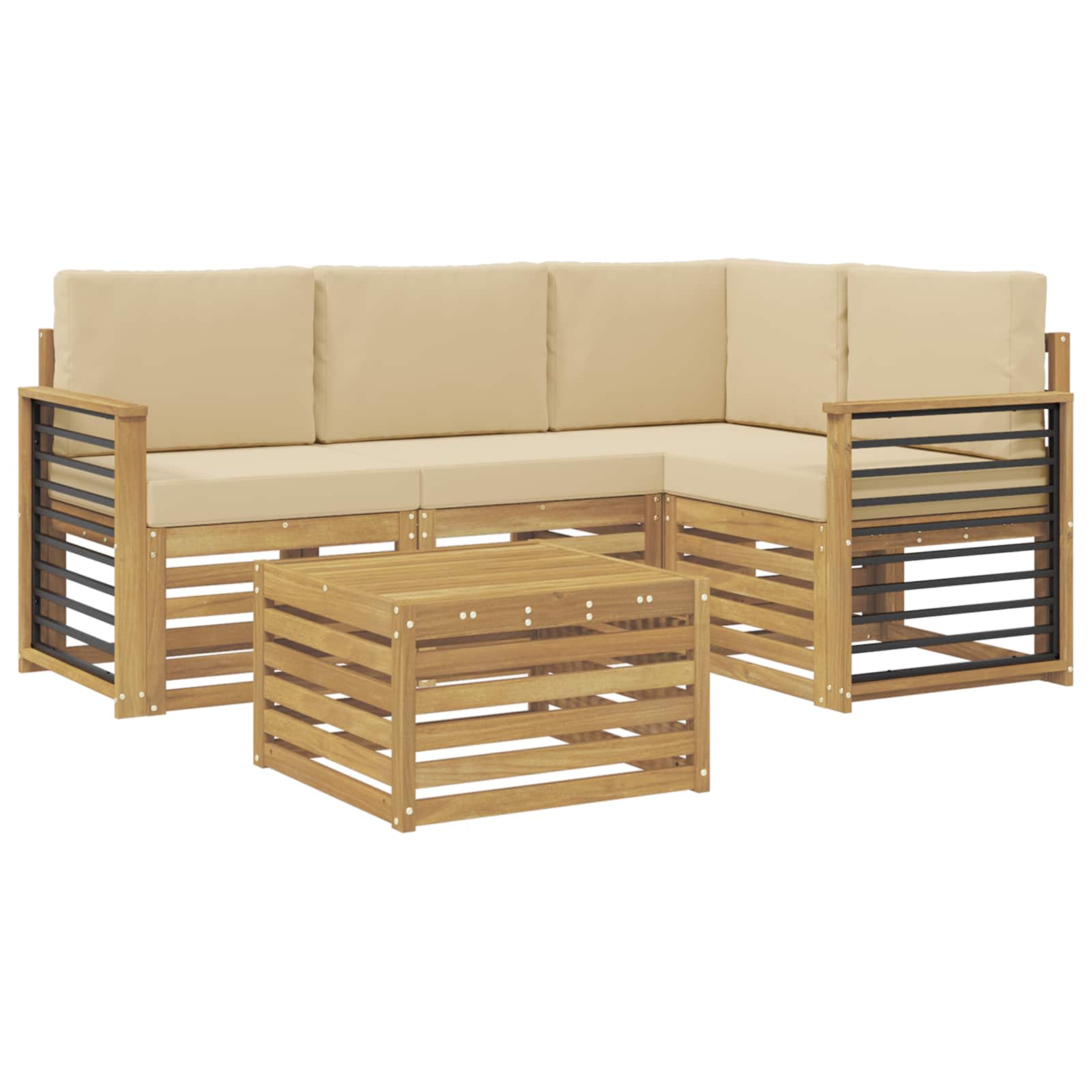vidaXL Zestaw sof na zewnątrz 5 pcs Biały i Beżowy 59 x 59 x 37 cm