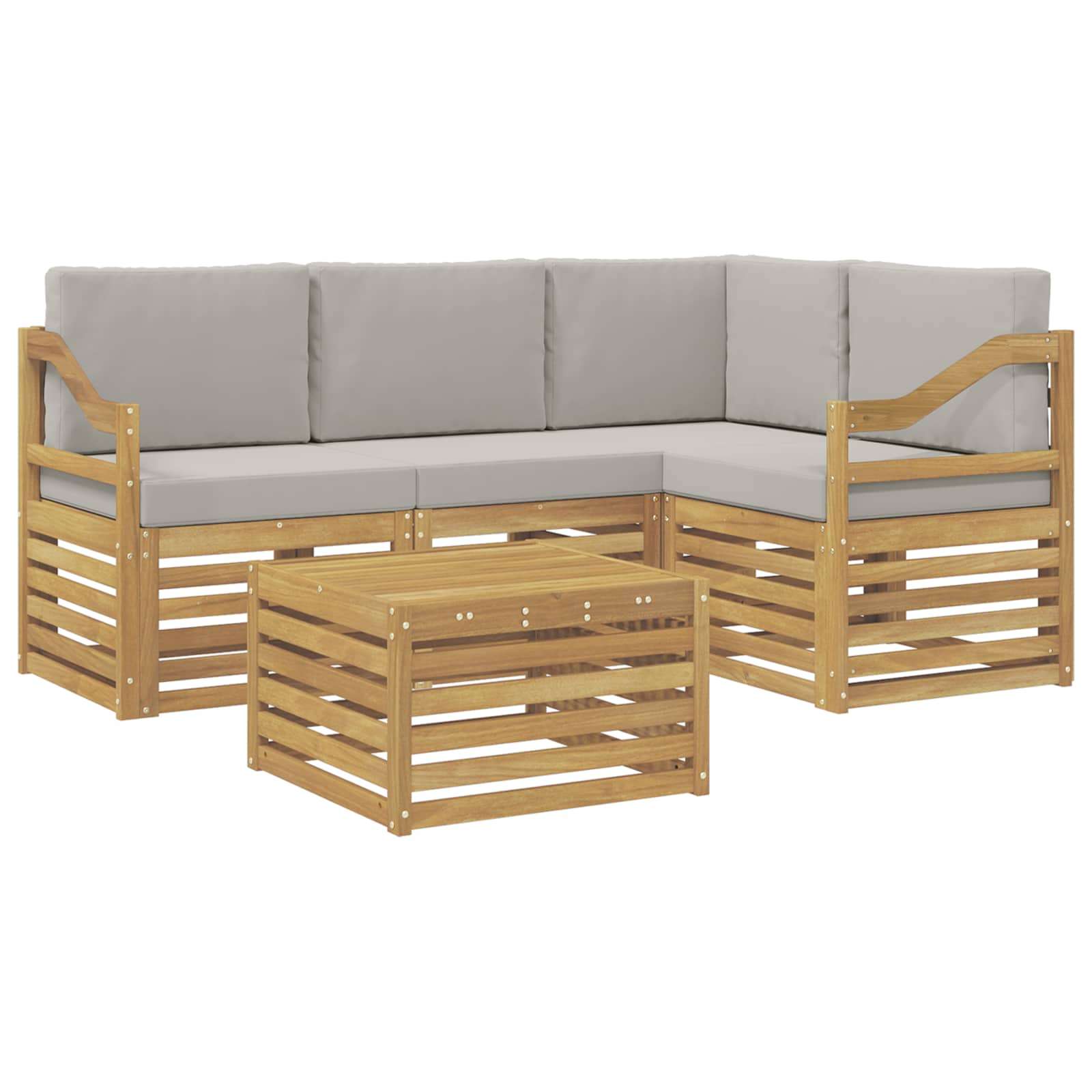 vidaXL Zestaw sof na zewnątrz 5 pcs Biały i jasnoszary 59 x 59 x 37 cm