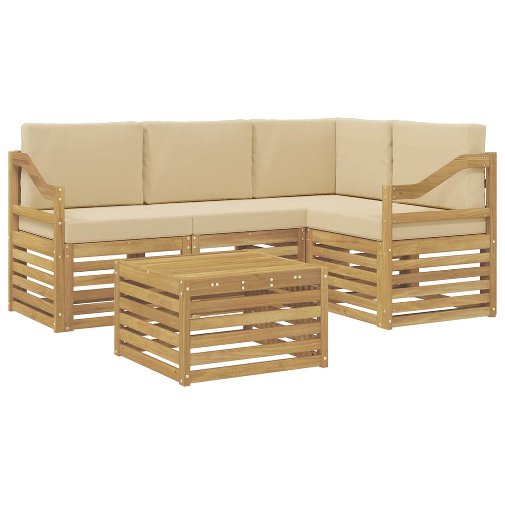 vidaXL Zestaw sof na zewnątrz 5 pcs Biały i Beżowy 59 x 59 x 37 cm