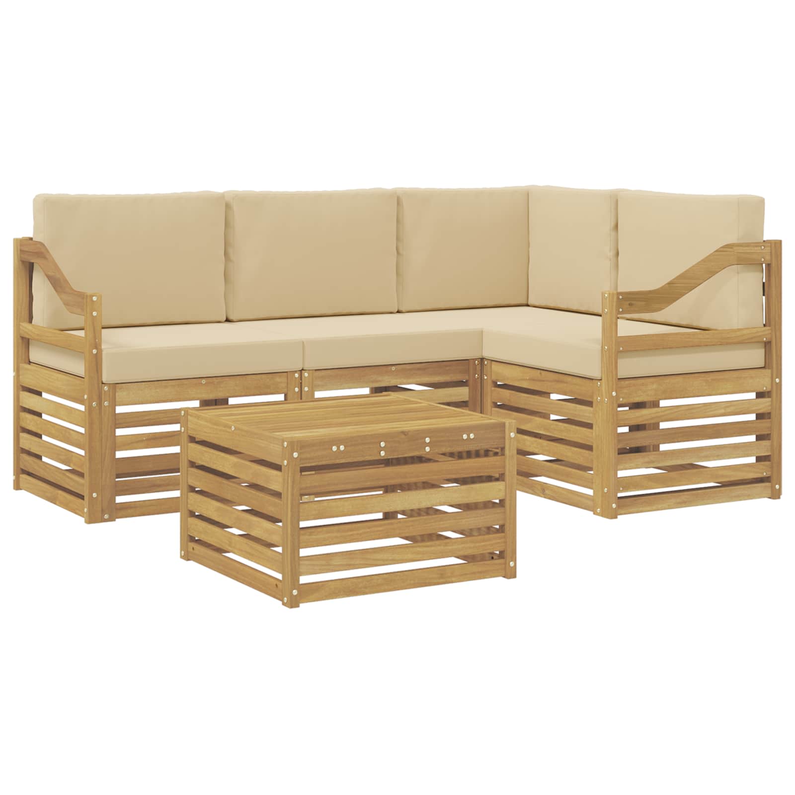 vidaXL Zestaw sof na zewnątrz 5 pcs Biały i Beżowy 59 x 59 x 37 cm