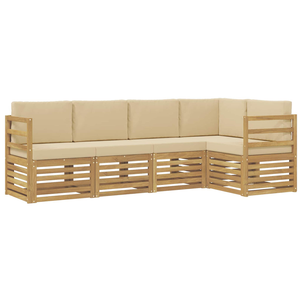 vidaXL Zestaw sof na zewnątrz 5 pcs Biały i Beżowy 245 x 126,5 x 73 cm