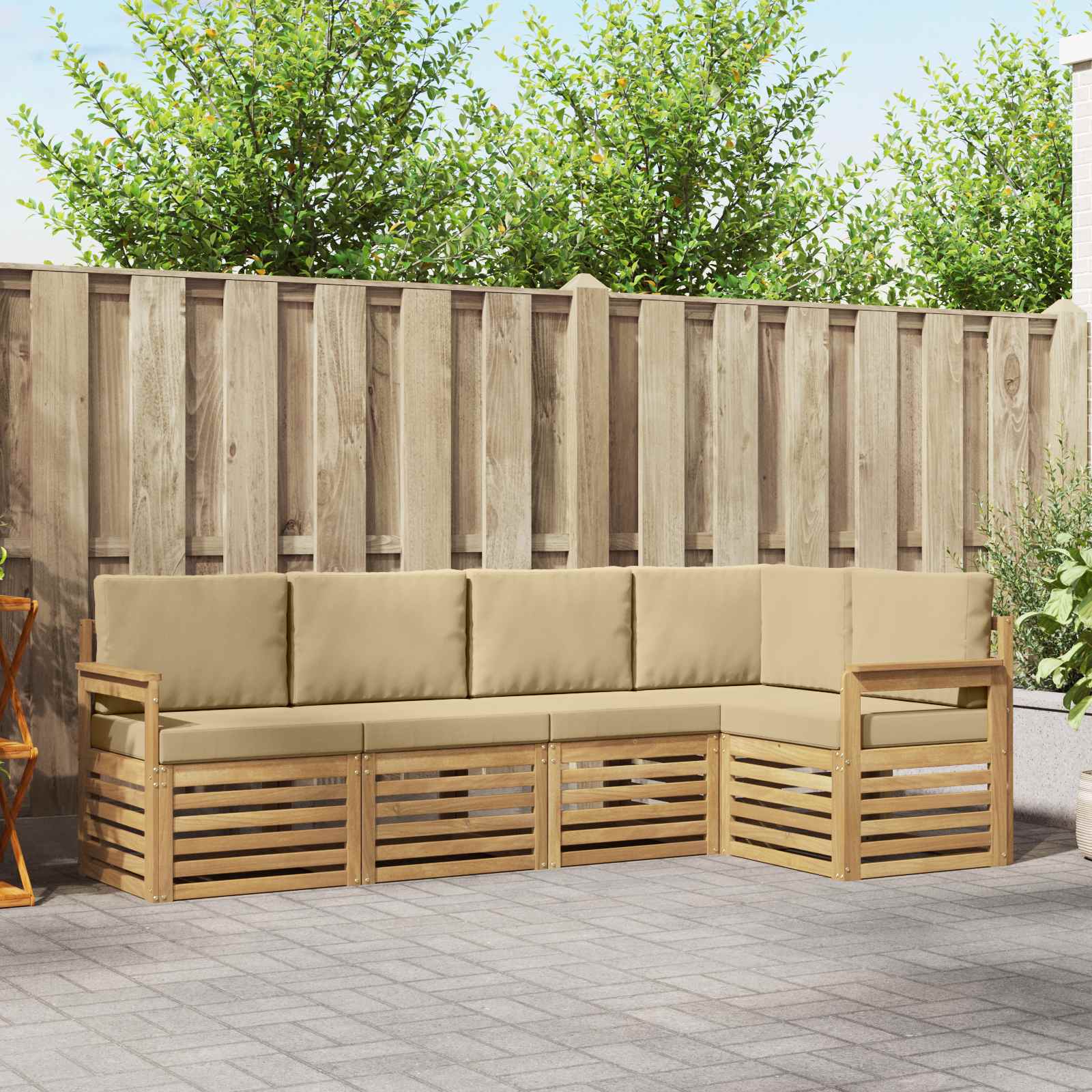 vidaXL Zestaw sof na zewnątrz 5 pcs Biały i Beżowy 247 x 128,5 x 73 cm