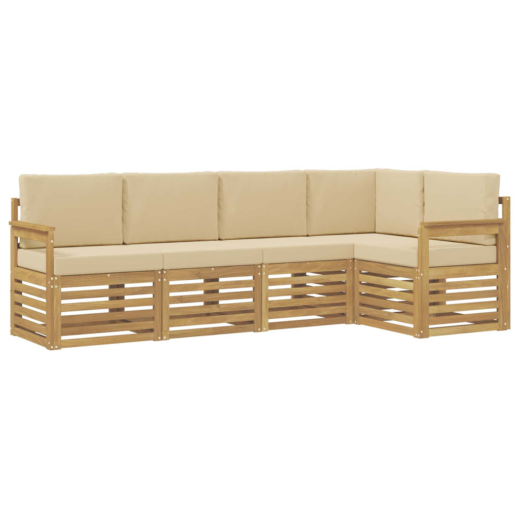 vidaXL Zestaw sof na zewnątrz 5 pcs Biały i Beżowy 247 x 128,5 x 73 cm