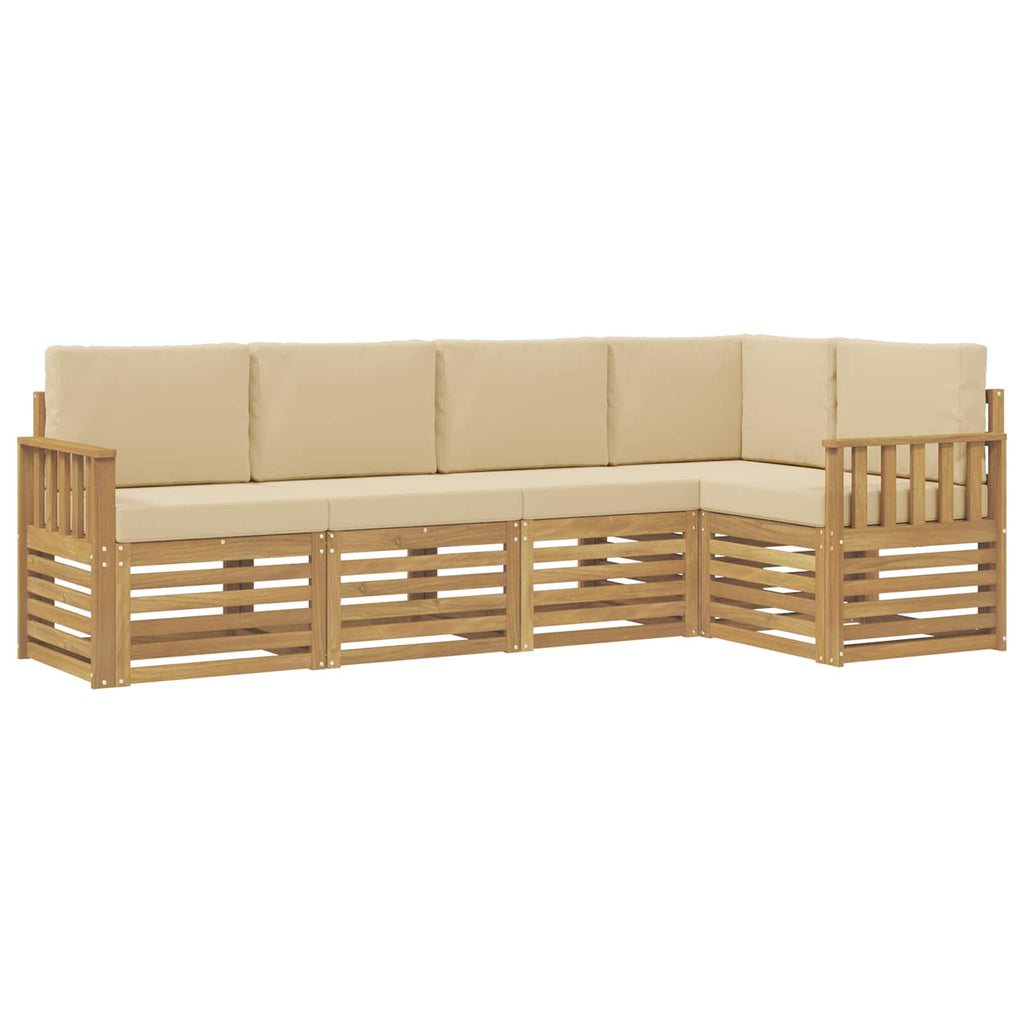 vidaXL Zestaw sof na zewnątrz 5 pcs Biały i Beżowy 247 x 128,5 x 73 cm