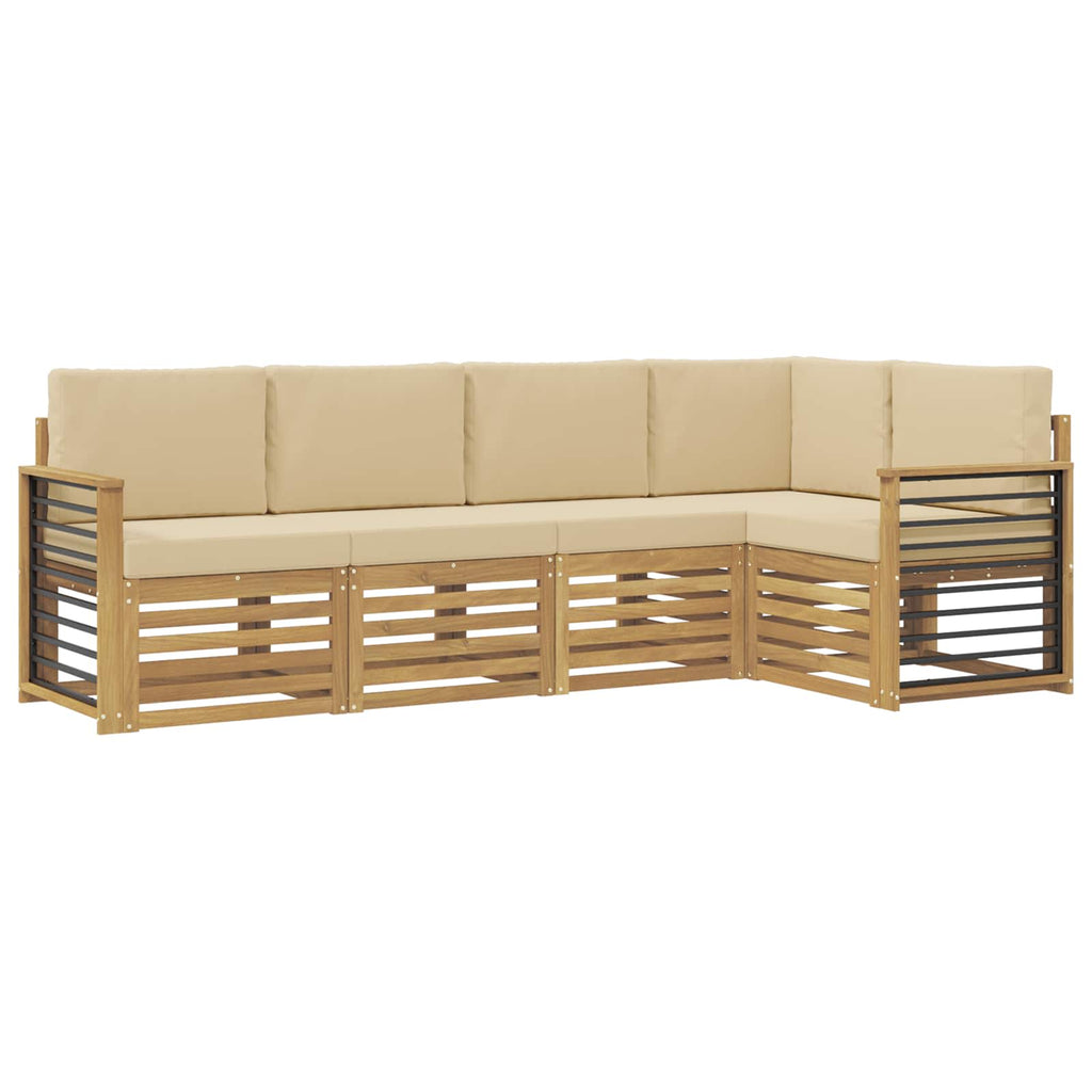 vidaXL Zestaw sof na zewnątrz 5 pcs Biały i Beżowy 247 x 128,5 x 73 cm