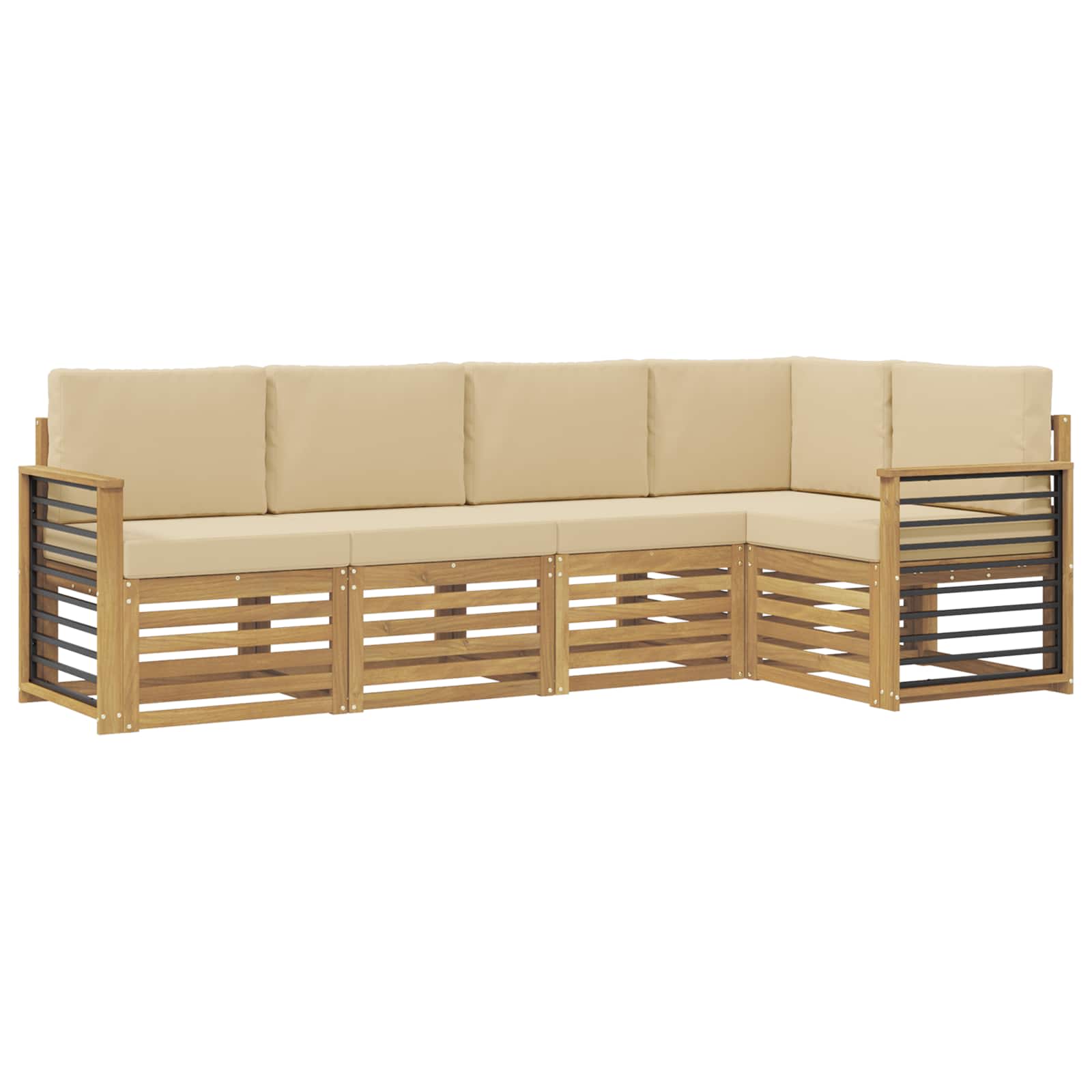 vidaXL Zestaw sof na zewnątrz 5 pcs Biały i Beżowy 247 x 128,5 x 73 cm