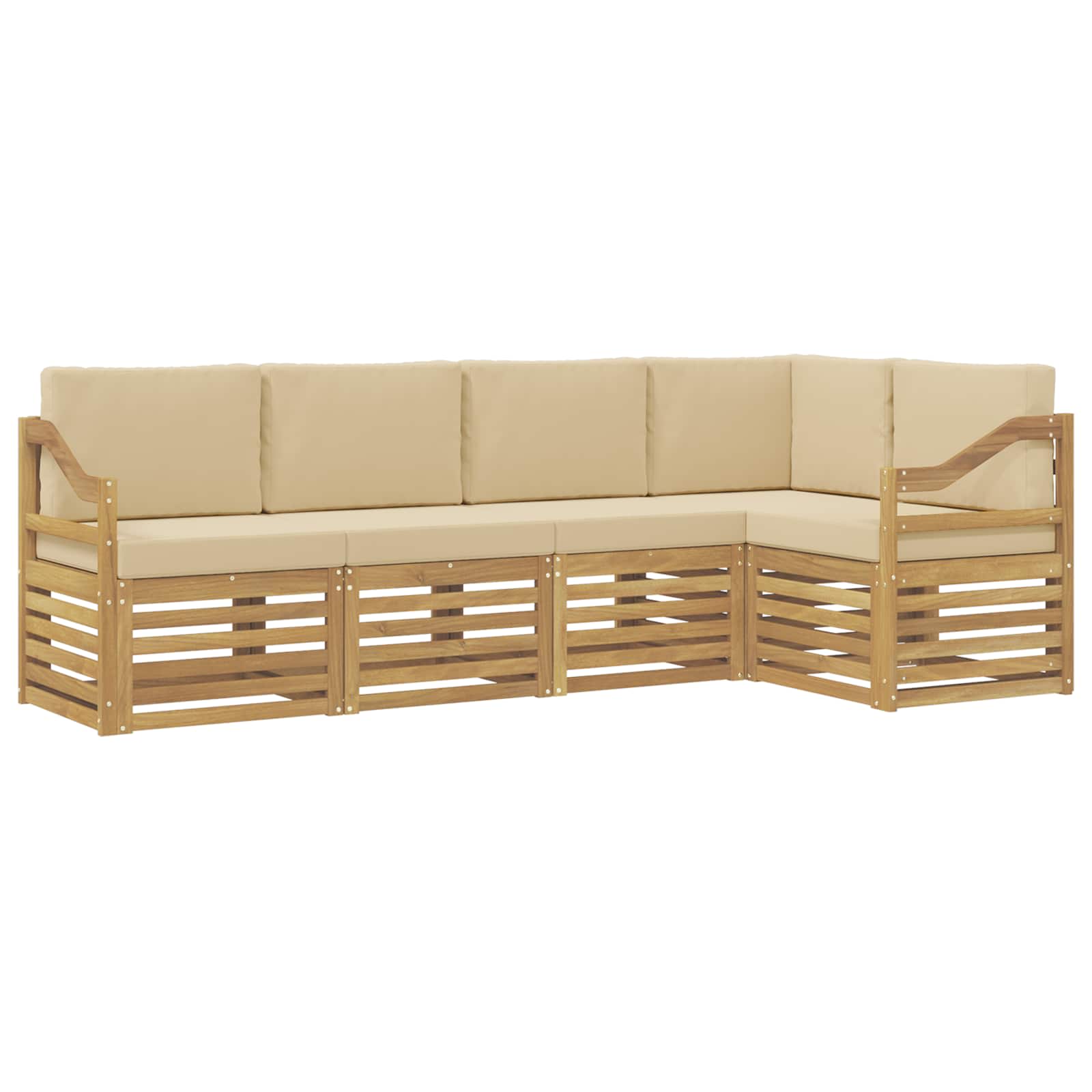 vidaXL Zestaw sof na zewnątrz 5 pcs Biały i Beżowy 245 x 126,5 x 73 cm