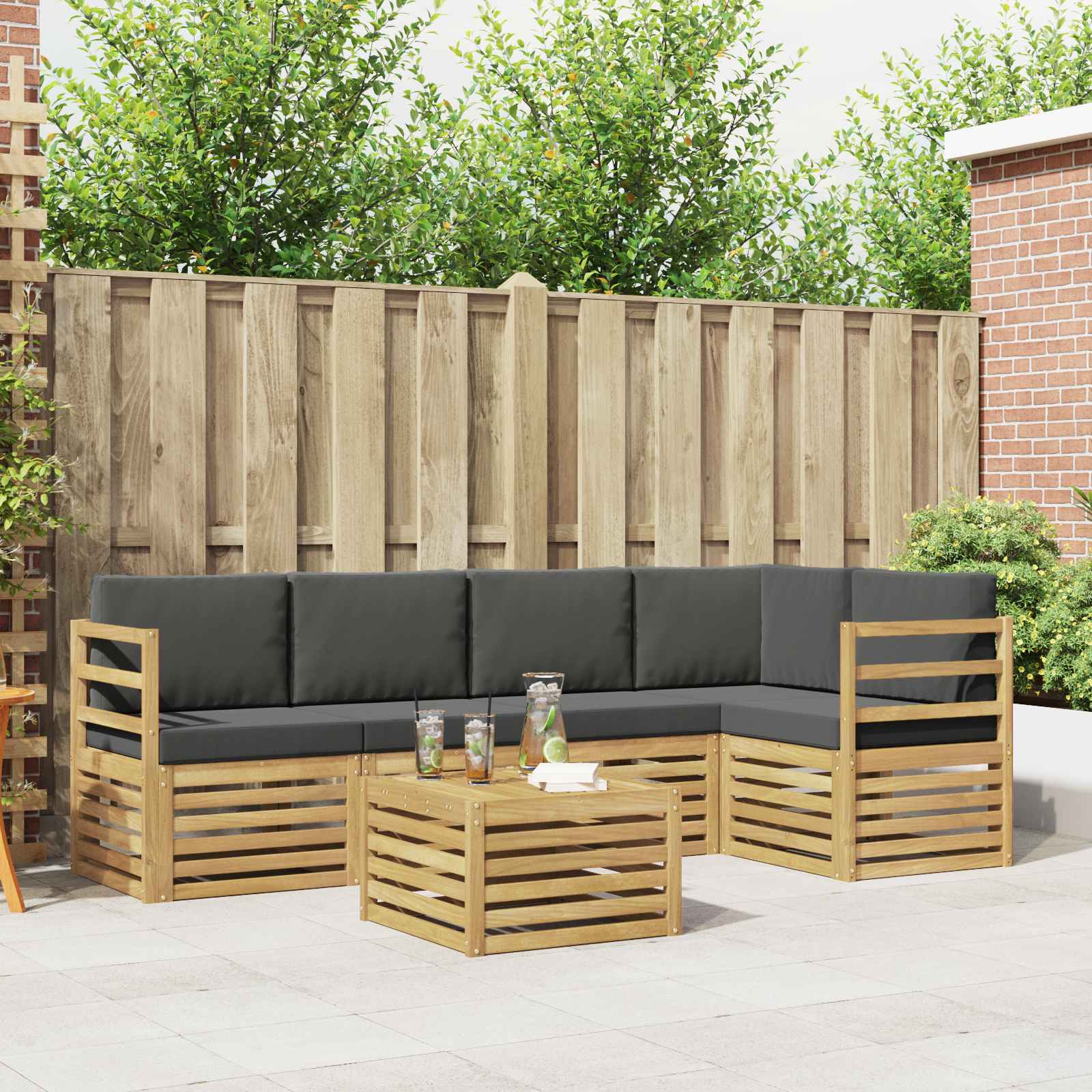 vidaXL Zestaw sof na zewnątrz 6 pcs Biały i antracyt 59 x 59 x 37 cm