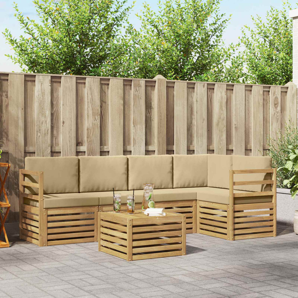 vidaXL Zestaw sof na zewnątrz 6 pcs Biały i Beżowy 59 x 59 x 37 cm