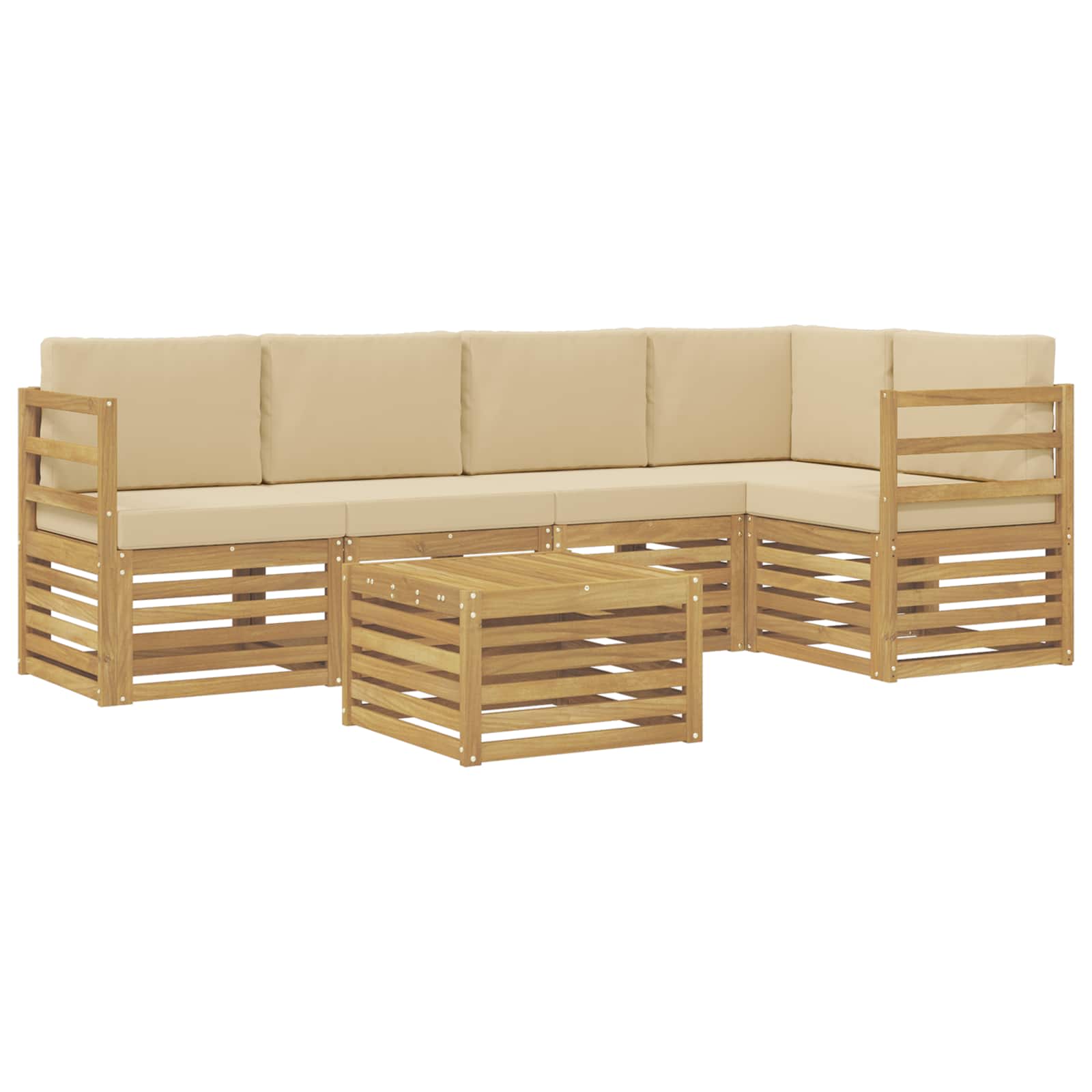 vidaXL Zestaw sof na zewnątrz 6 pcs Biały i Beżowy 59 x 59 x 37 cm