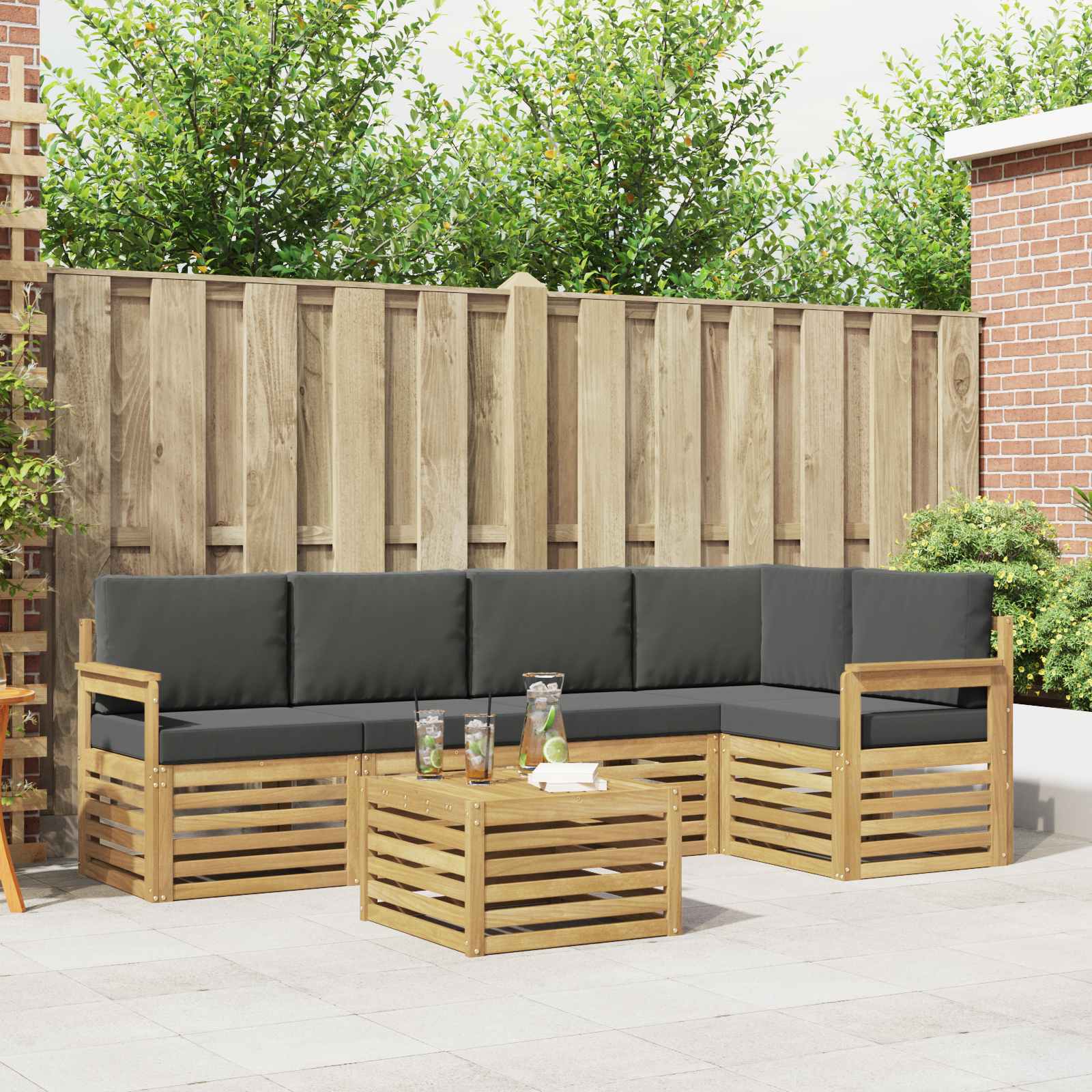 vidaXL Zestaw sof na zewnątrz 6 pcs Biały i antracyt 59 x 59 x 37 cm