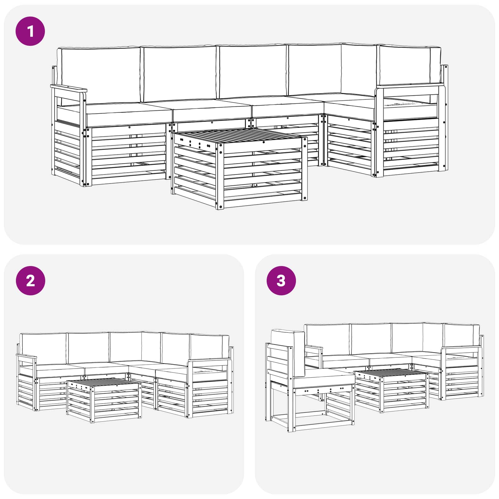 vidaXL Zestaw sof na zewnątrz 6 pcs Biały i antracyt 59 x 59 x 37 cm