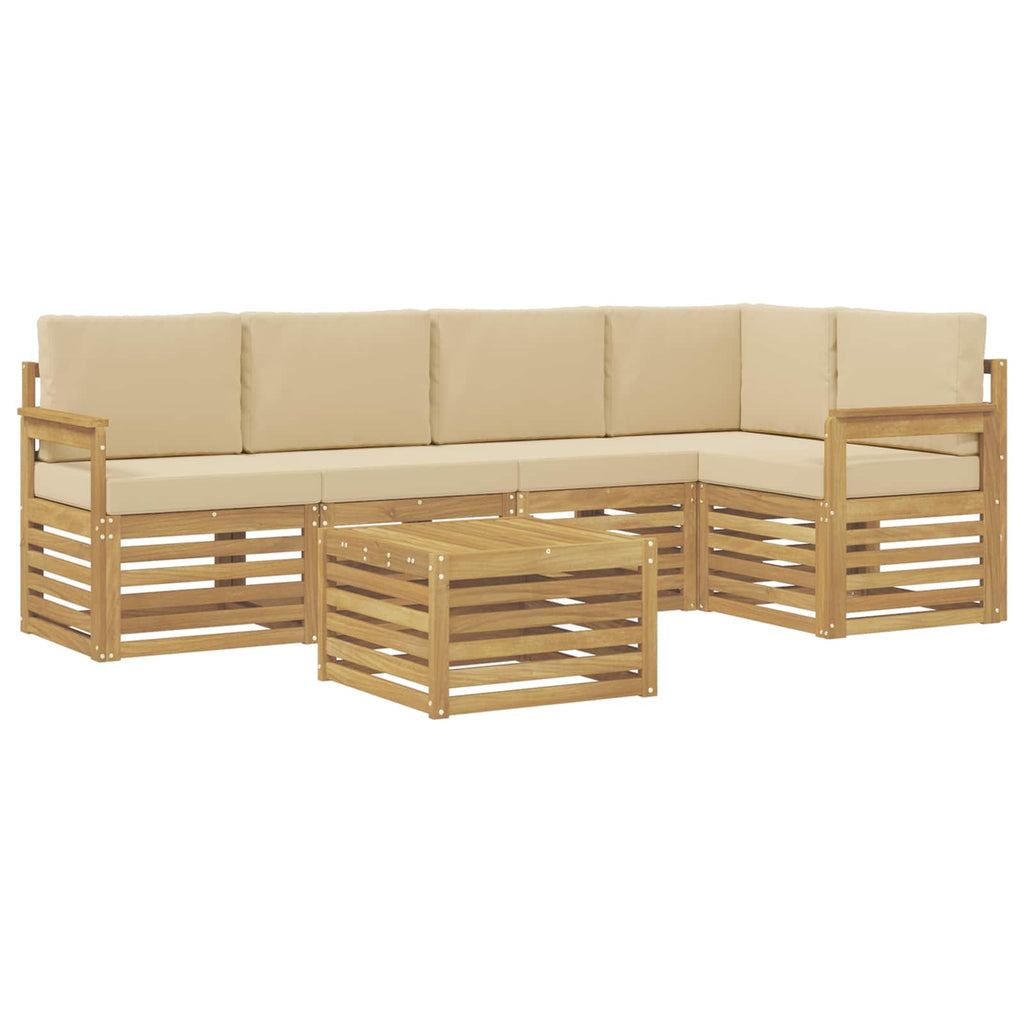 vidaXL Zestaw sof na zewnątrz 6 pcs Biały i Beżowy 59 x 59 x 37 cm