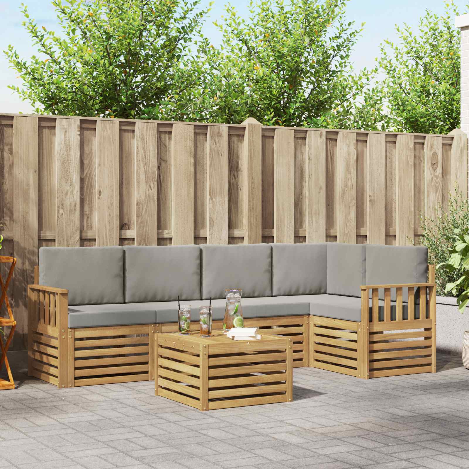 vidaXL Zestaw sof na zewnątrz 6 pcs Biały i jasnoszary 59 x 59 x 37 cm