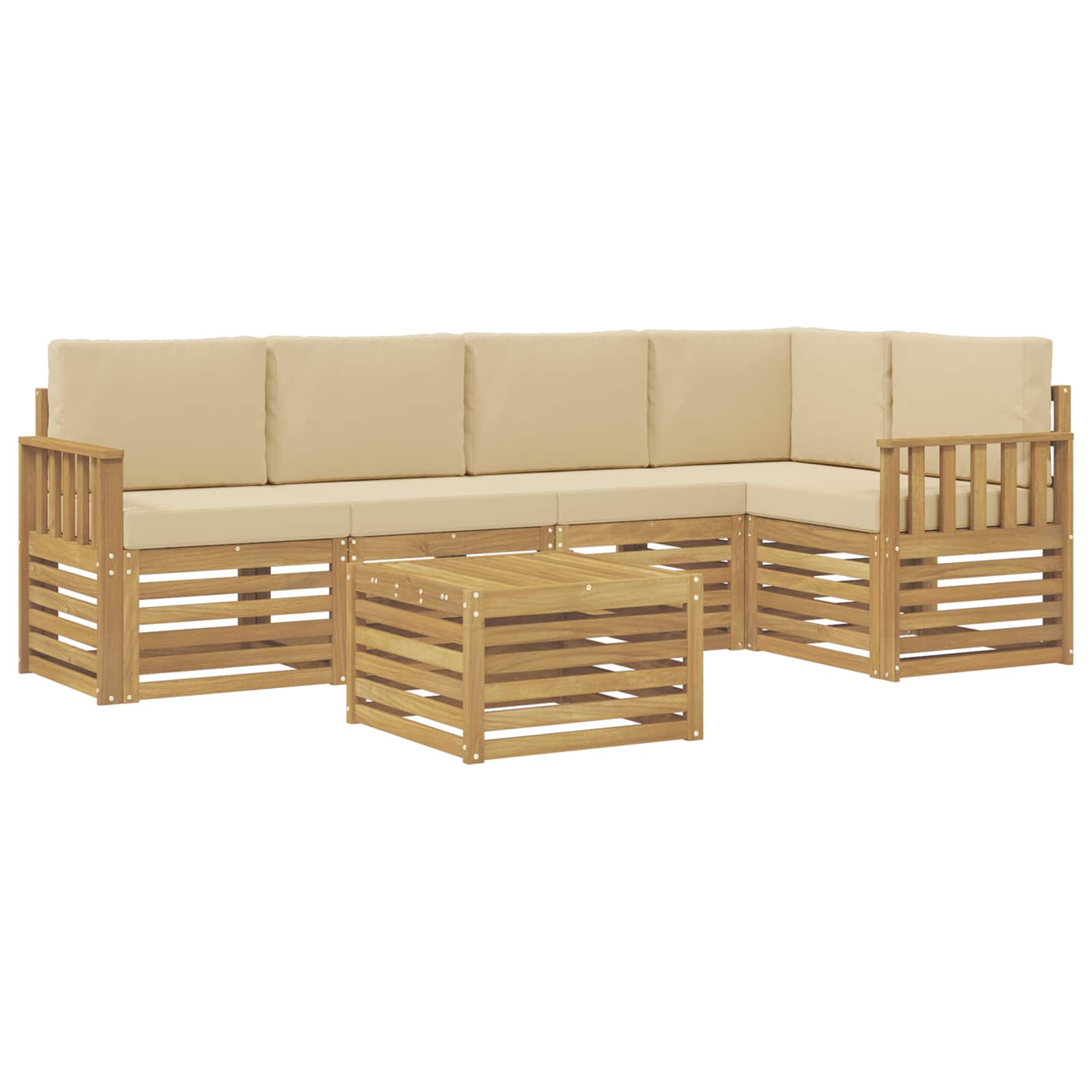 vidaXL Zestaw sof na zewnątrz 6 pcs Biały i Beżowy 59 x 59 x 37 cm