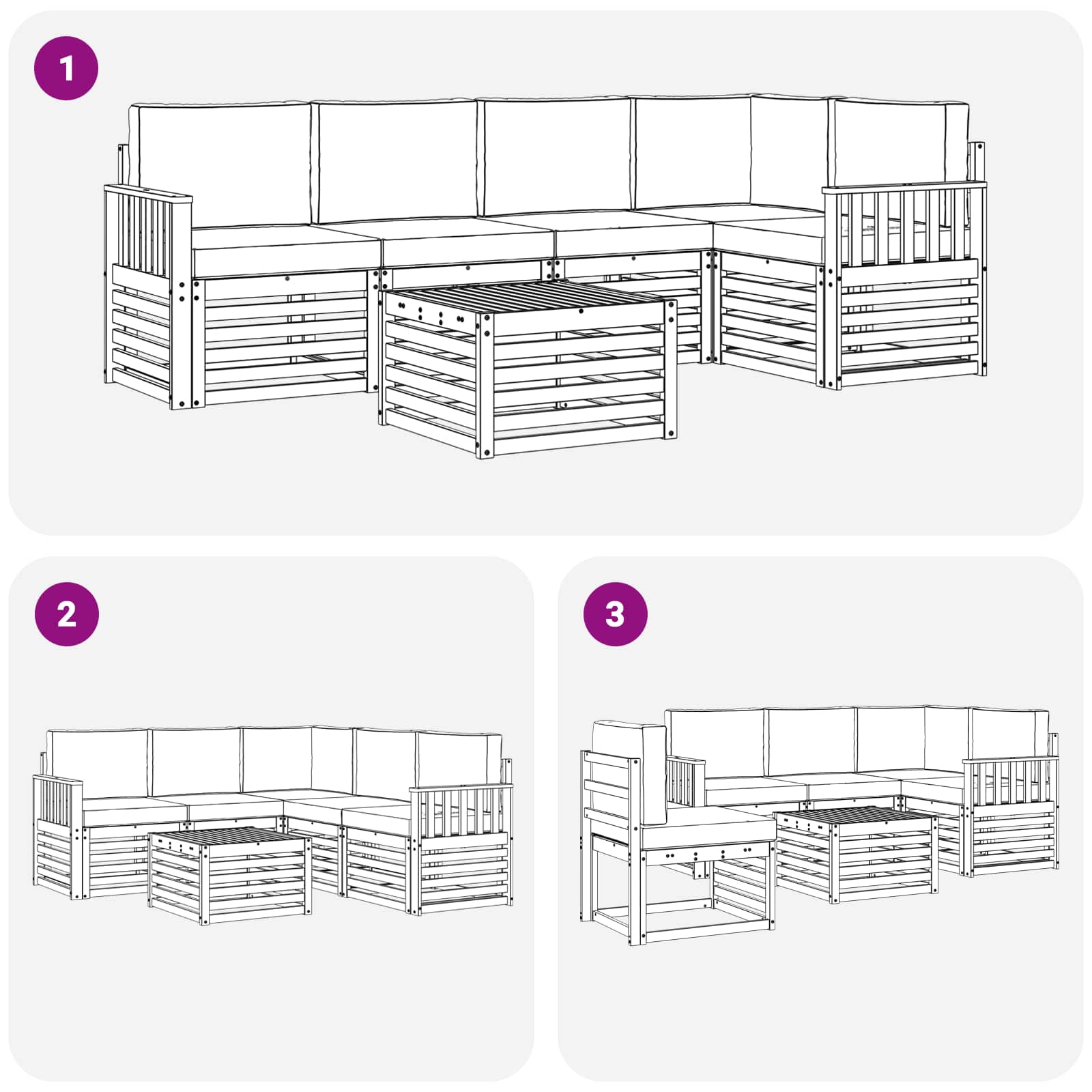 vidaXL Zestaw sof na zewnątrz 6 pcs Biały i Beżowy 59 x 59 x 37 cm