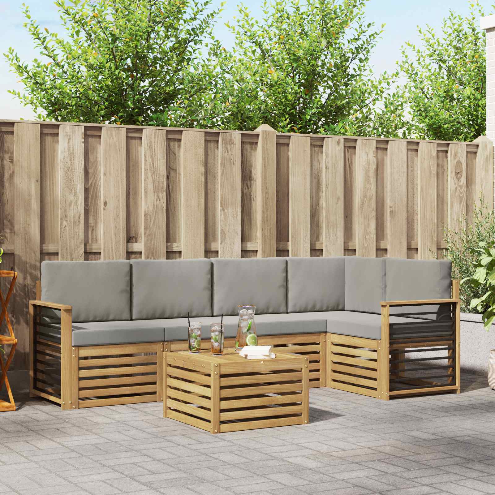 vidaXL Zestaw sof na zewnątrz 6 pcs Biały i jasnoszary 59 x 59 x 37 cm
