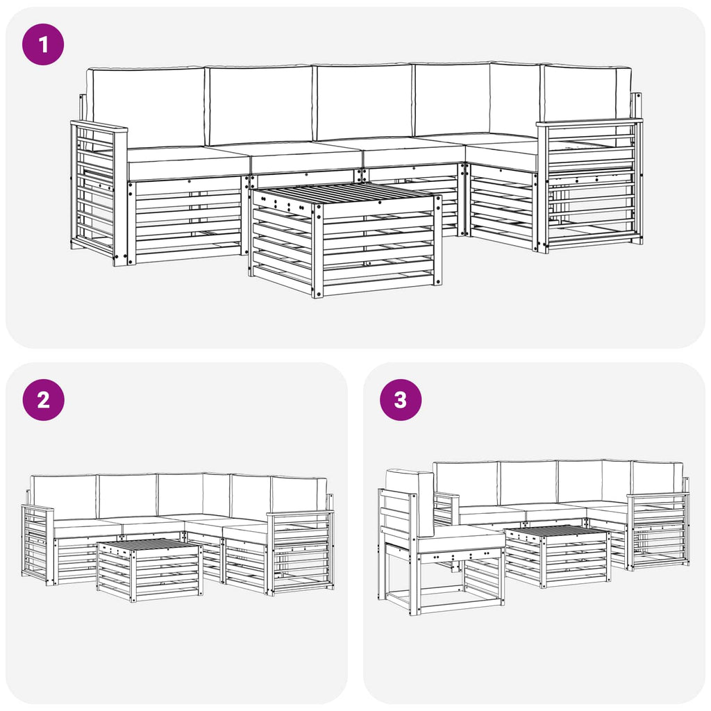 vidaXL Zestaw sof na zewnątrz 6 pcs Biały i jasnoszary 59 x 59 x 37 cm