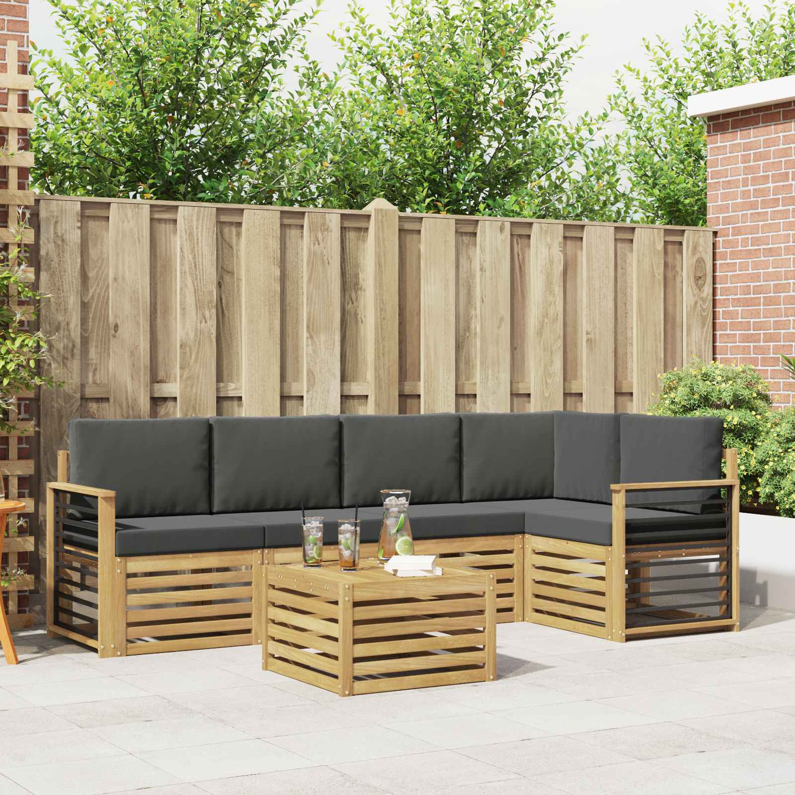 vidaXL Zestaw sof na zewnątrz 6 pcs Biały i antracyt 59 x 59 x 37 cm