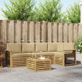 vidaXL Zestaw sof na zewnątrz 6 pcs Biały i Beżowy 59 x 59 x 37 cm