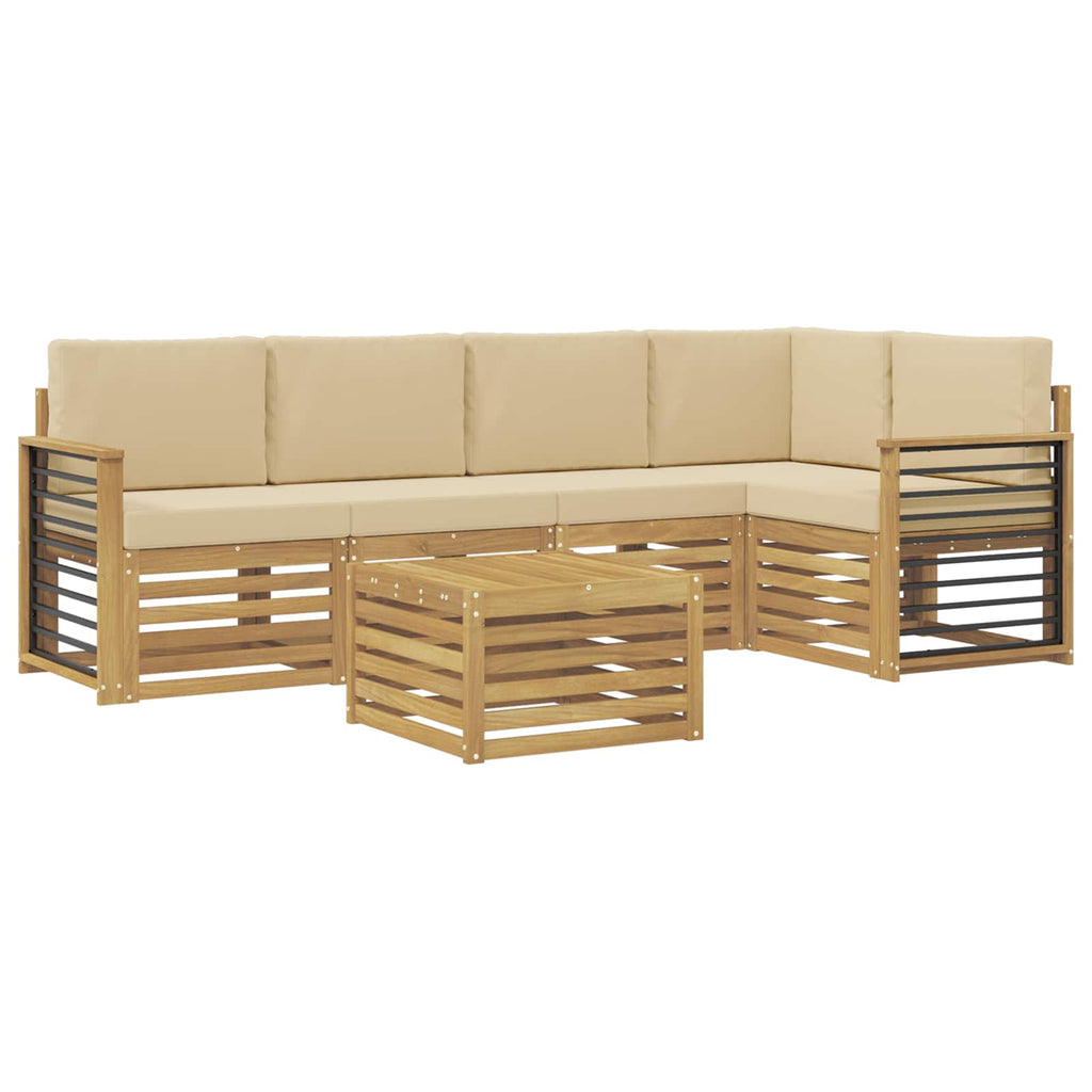 vidaXL Zestaw sof na zewnątrz 6 pcs Biały i Beżowy 59 x 59 x 37 cm