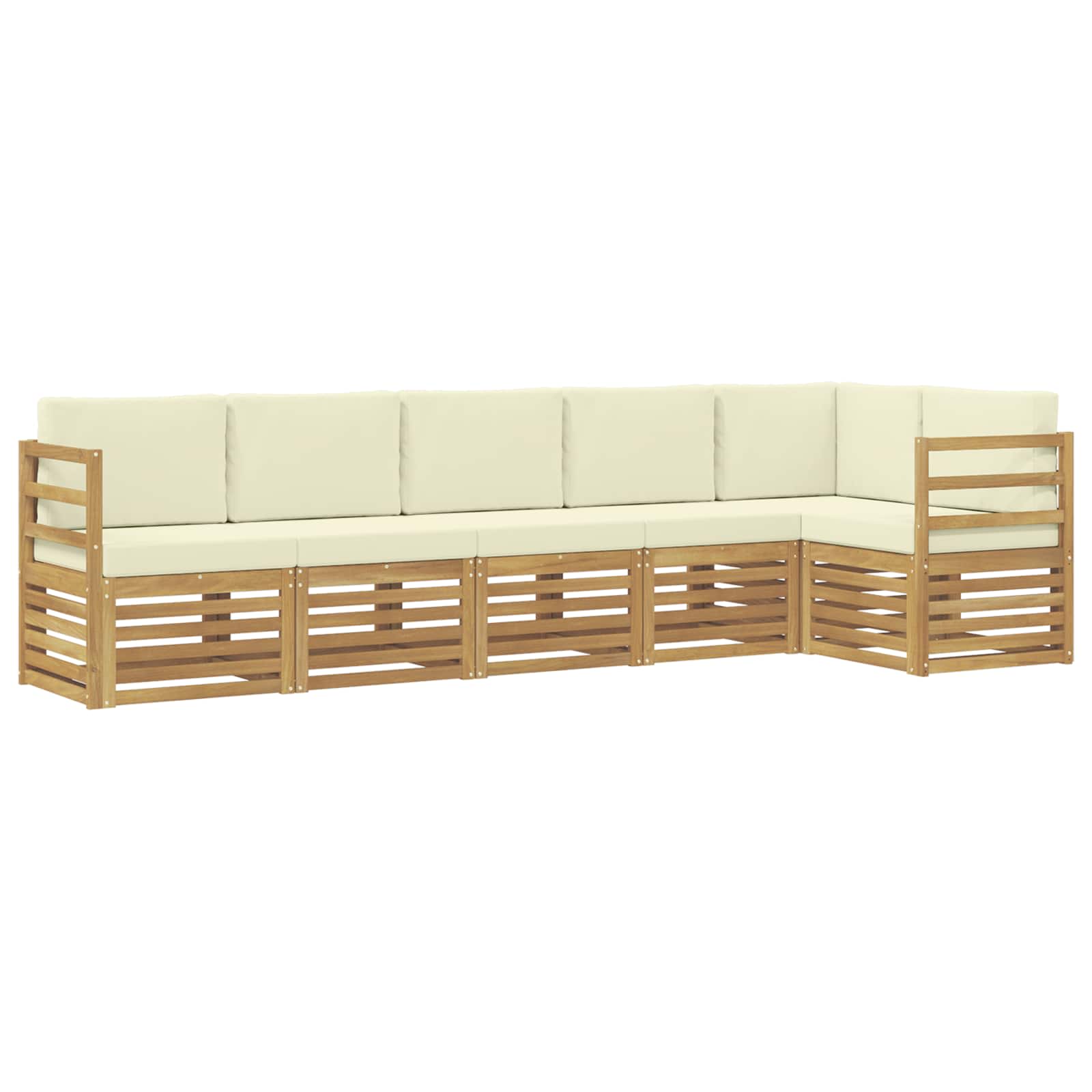 vidaXL Zestaw sofy narożnej 6 pcs Biały i kremowy Lite Drewno Akacji