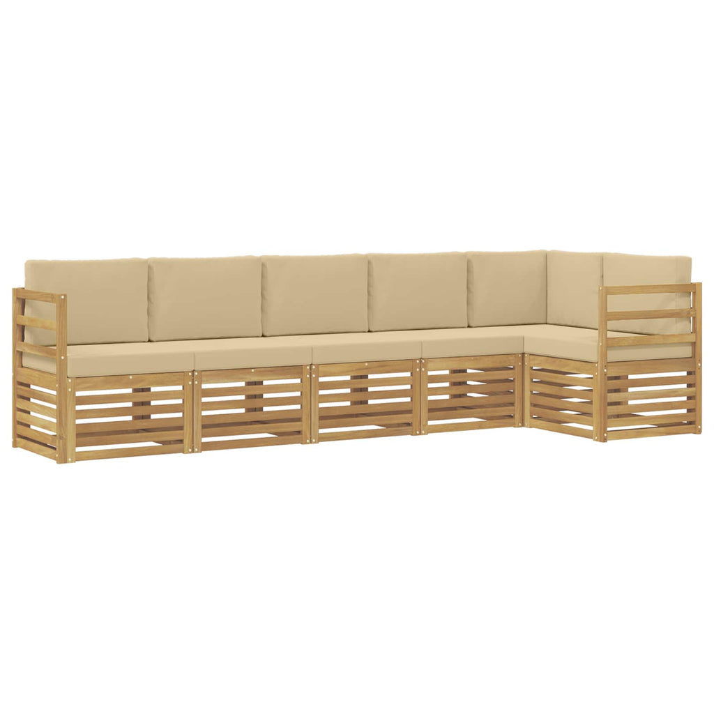 vidaXL Zestaw sof na zewnątrz 6 pcs Biały i Beżowy 306 x 128,5 x 73 cm