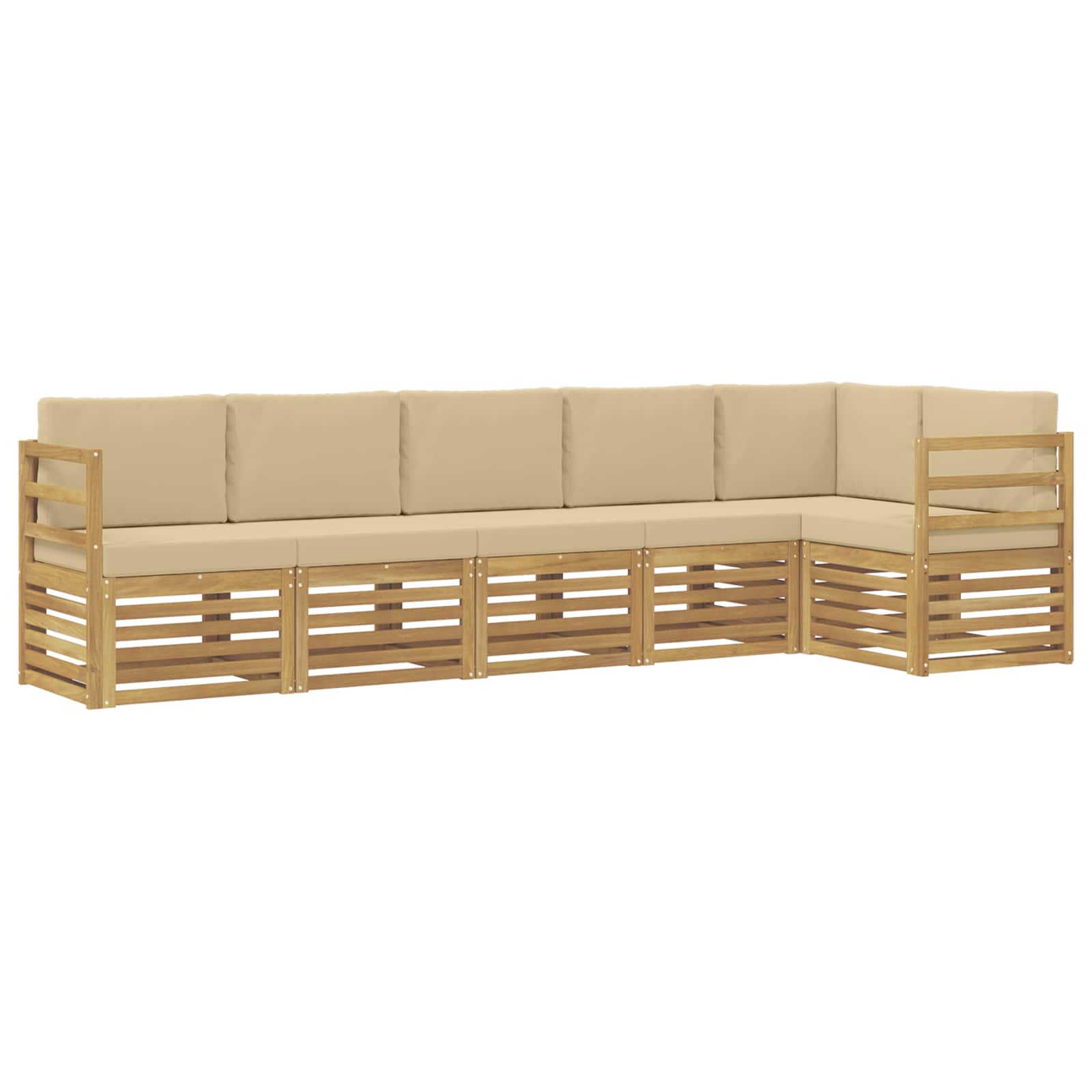 vidaXL Zestaw sof na zewnątrz 6 pcs Biały i Beżowy 306 x 128,5 x 73 cm