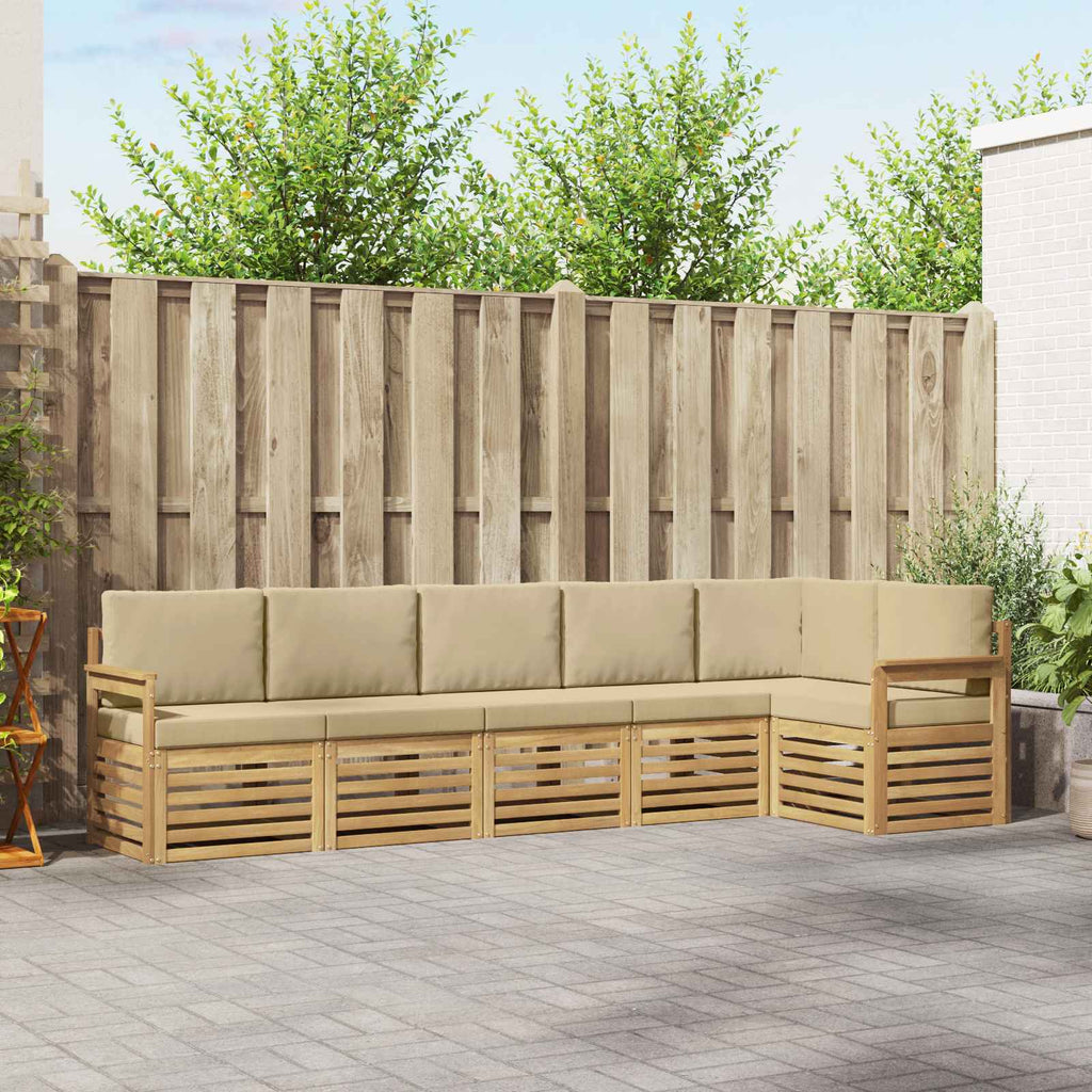 vidaXL Zestaw sof na zewnątrz 6 pcs Biały i Beżowy 306 x 128,5 x 73 cm