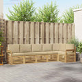 vidaXL Zestaw sof na zewnątrz 6 pcs Biały i Beżowy 306 x 128,5 x 73 cm