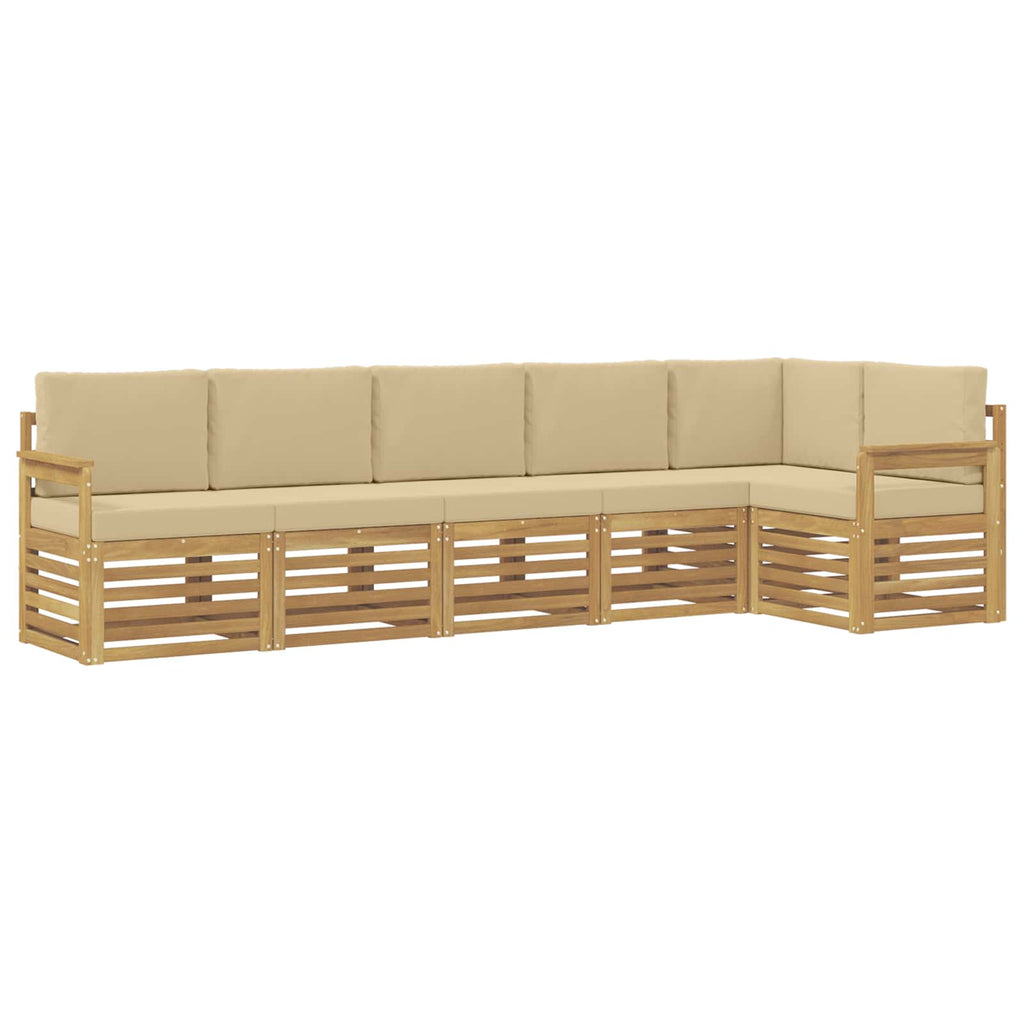 vidaXL Zestaw sof na zewnątrz 6 pcs Biały i Beżowy 306 x 128,5 x 73 cm