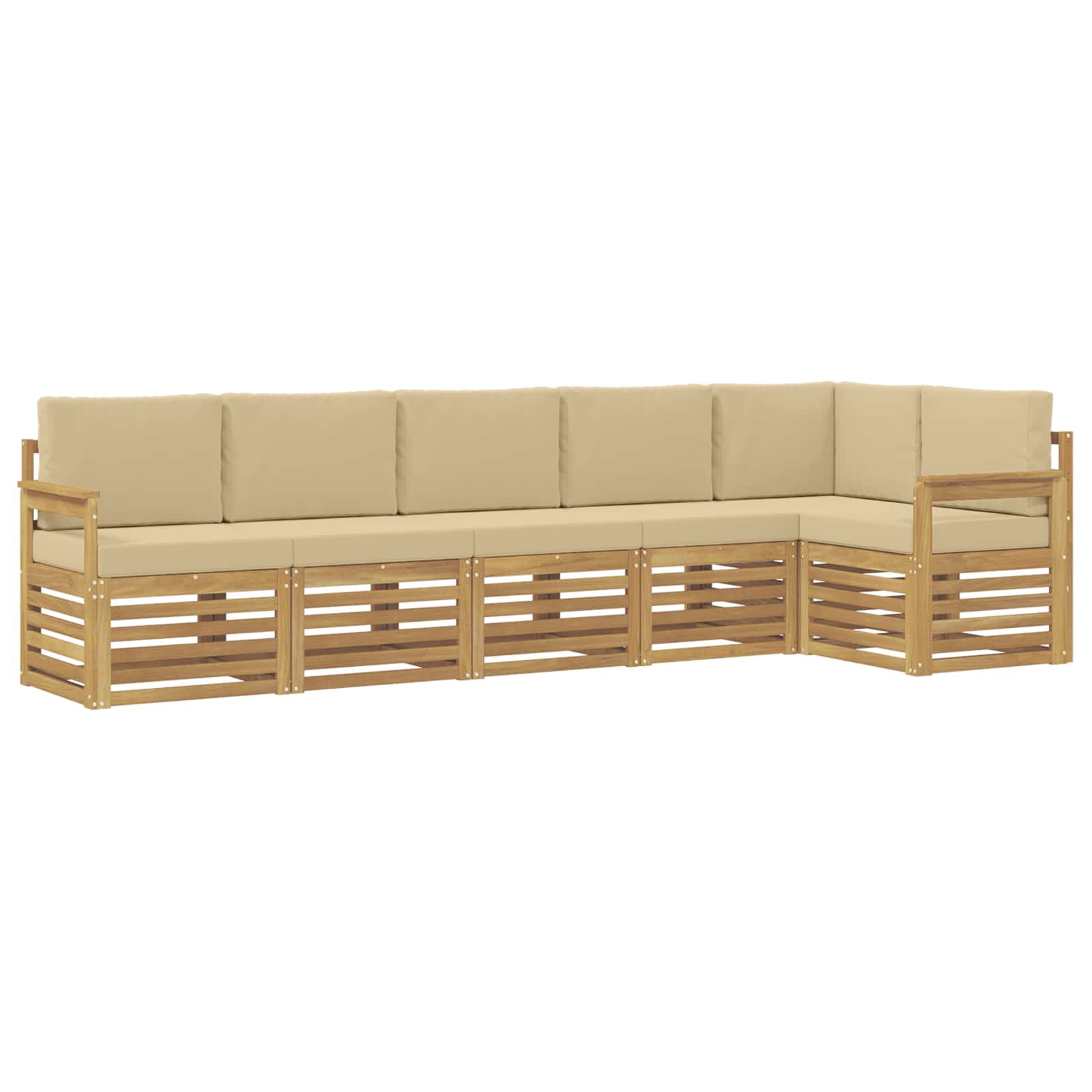 vidaXL Zestaw sof na zewnątrz 6 pcs Biały i Beżowy 306 x 128,5 x 73 cm