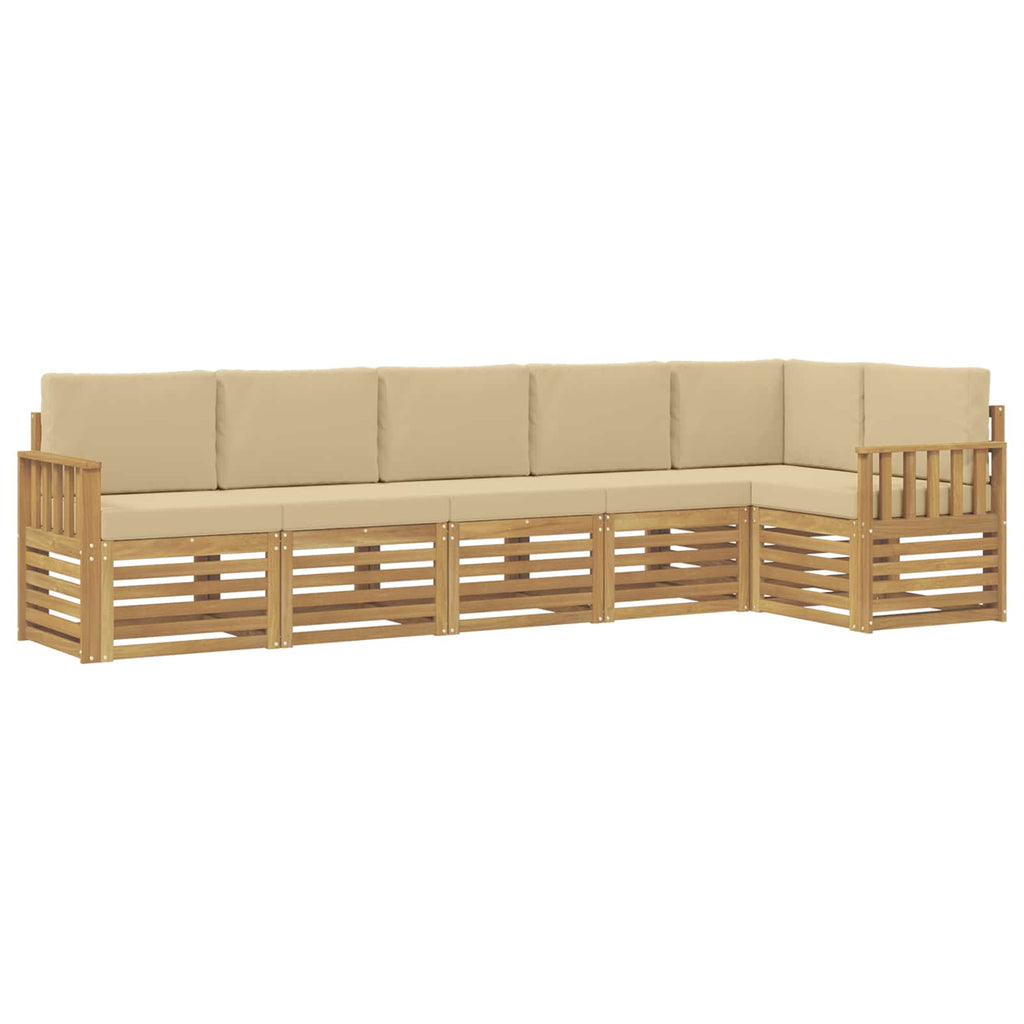 vidaXL Zestaw sof na zewnątrz 6 pcs Biały i Beżowy 306 x 128,5 x 73 cm